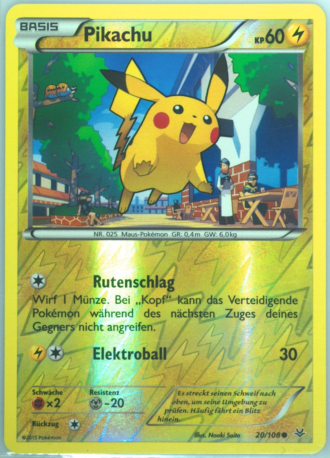 Pikachu-Reverse Foil German (20) 2015 Pokemon XY Roaring Skies