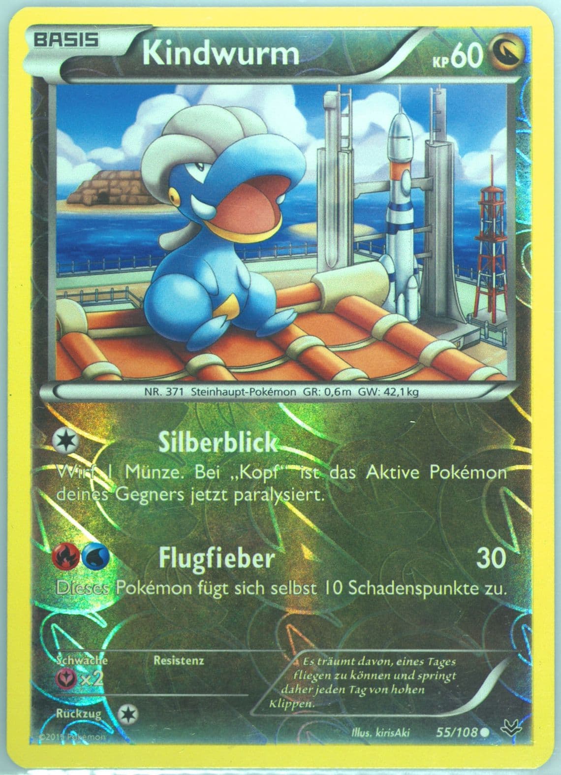 Kindwurm-Reverse Foil German (55) 2015 Pokemon XY Roaring Skies
