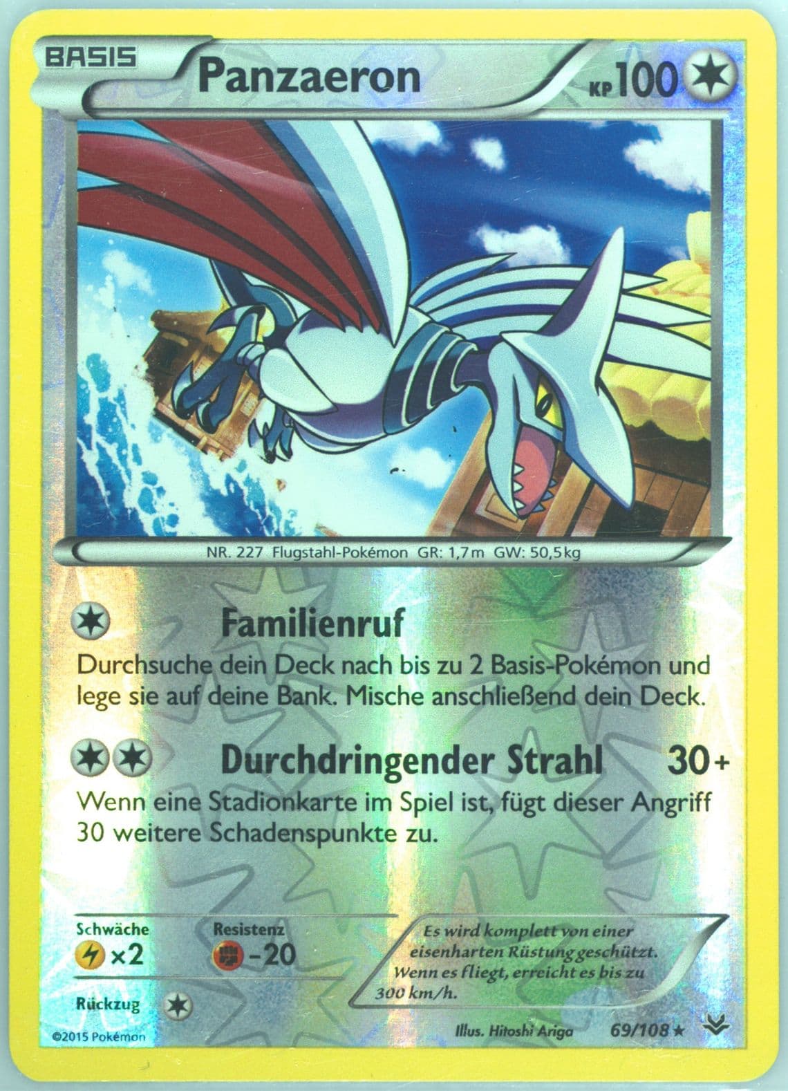 Panzaeron-Reverse Foil German (69) 2015 Pokemon XY Roaring Skies