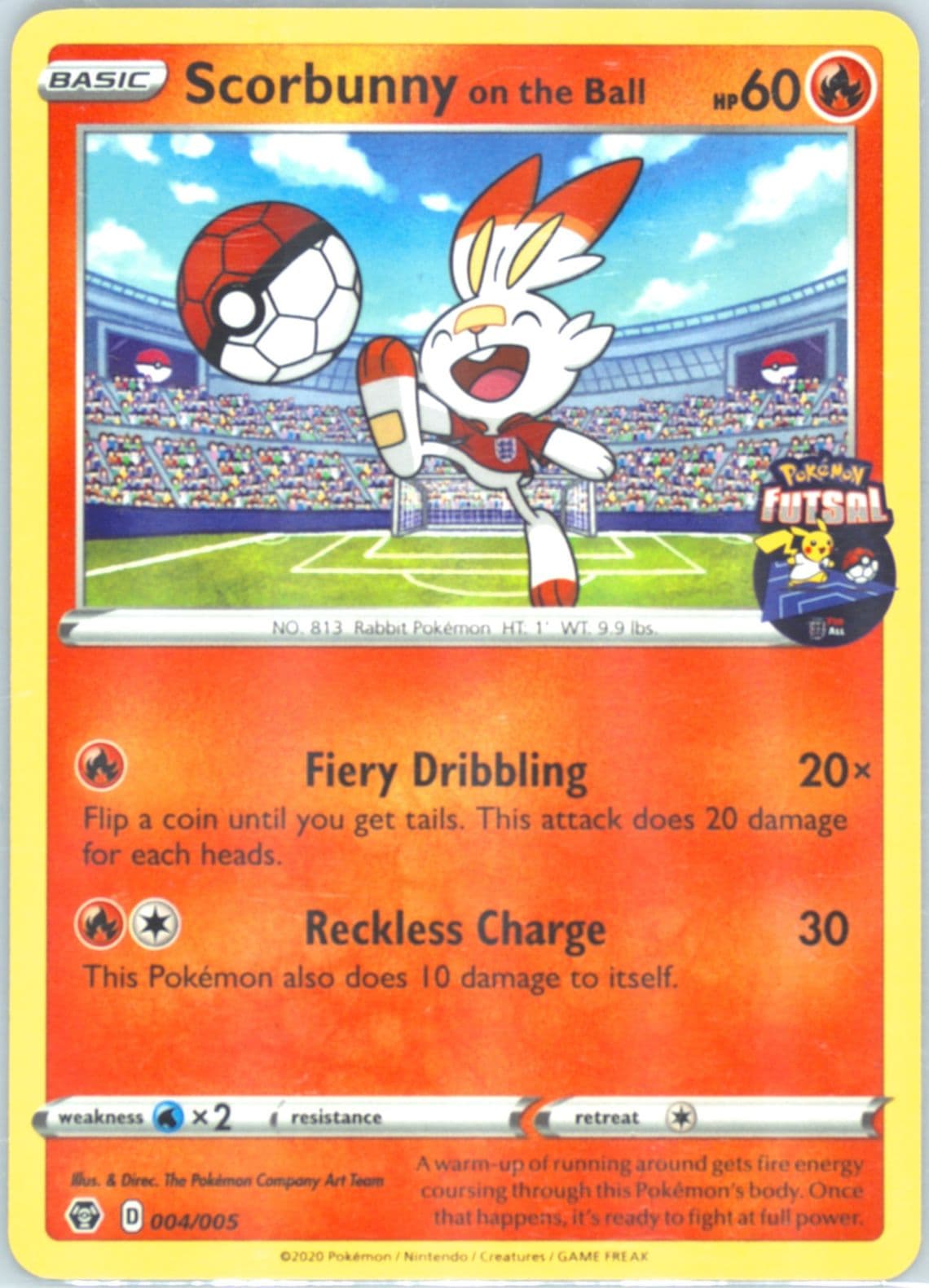 Scorbunny on the Ball (004) 2020 Pokemon Futsal