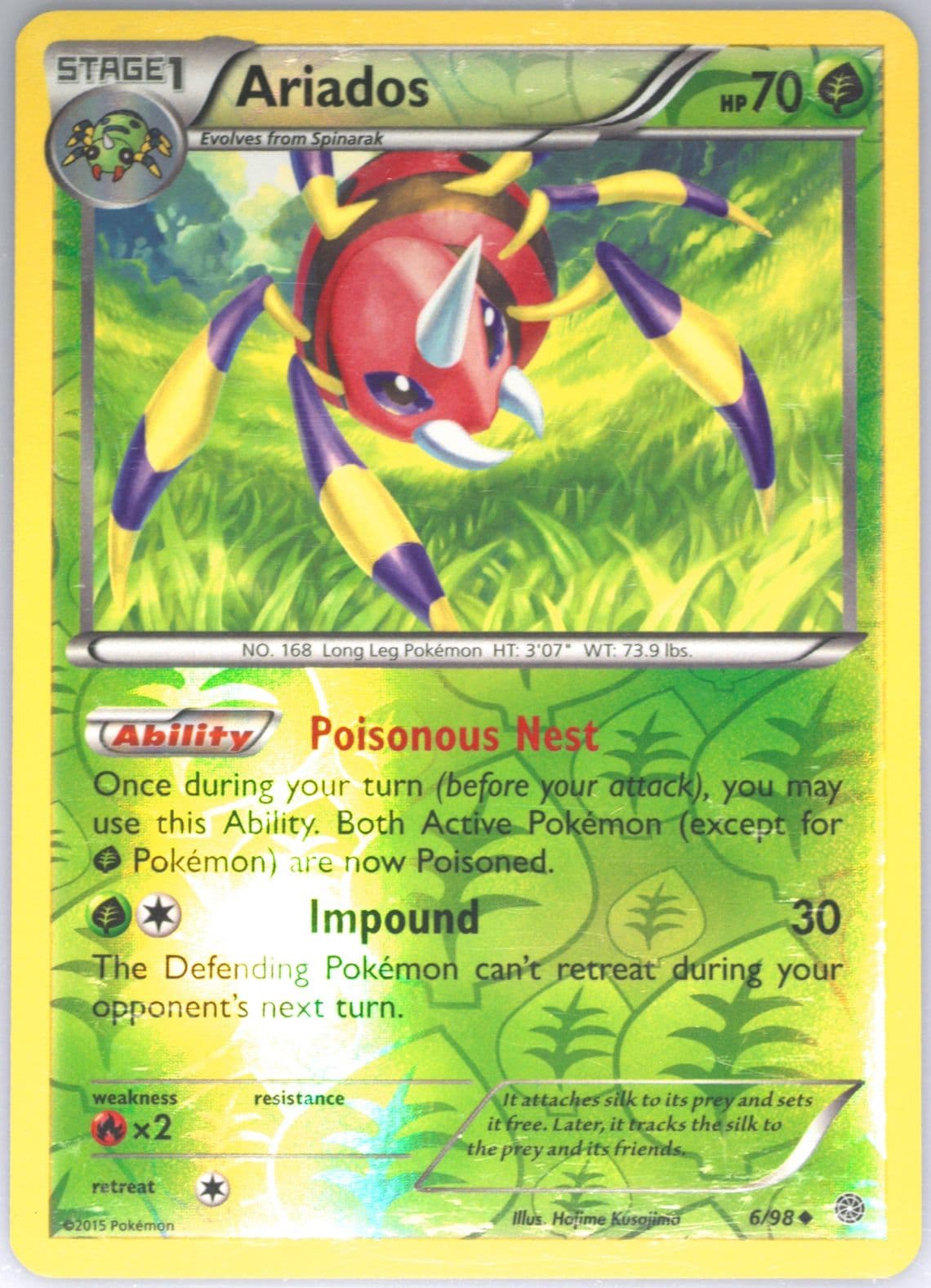 Ariados-Reverse Foil (6) 2015 Pokemon XY Ancient Origins