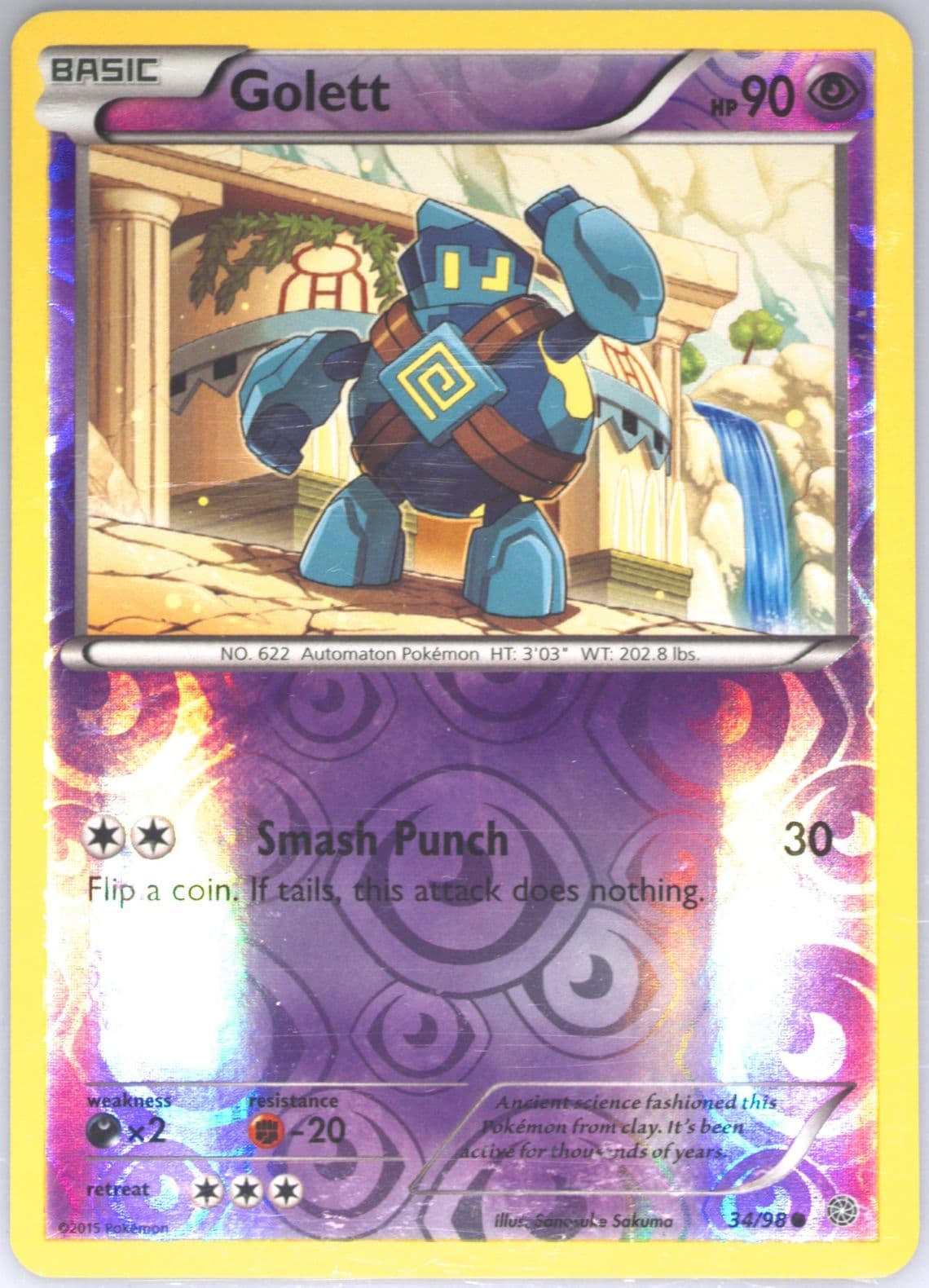 Golett-Reverse Foil (34) 2015 Pokemon XY Ancient Origins