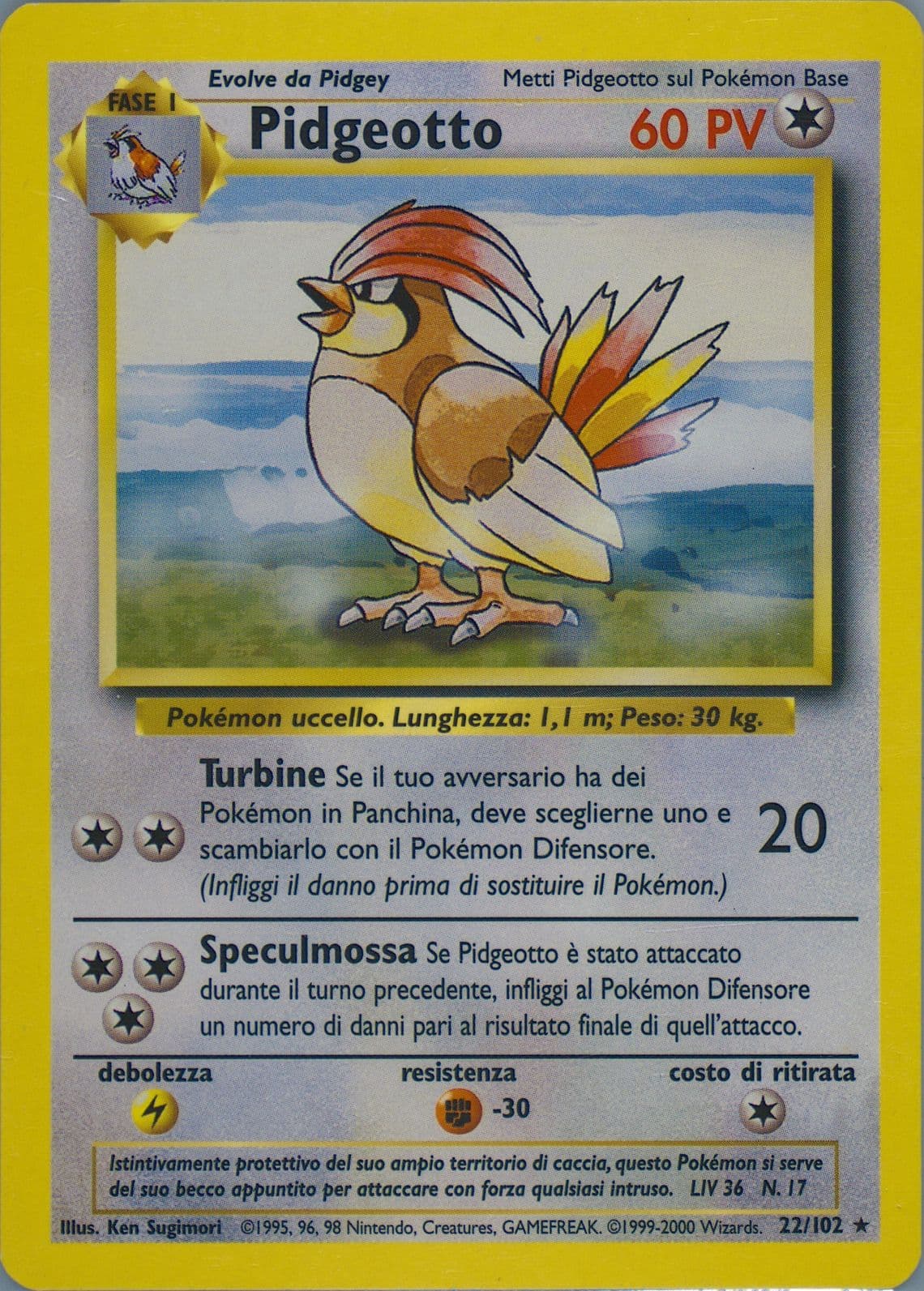 Pidgeotto Italian (22) 2000 Pokemon Game