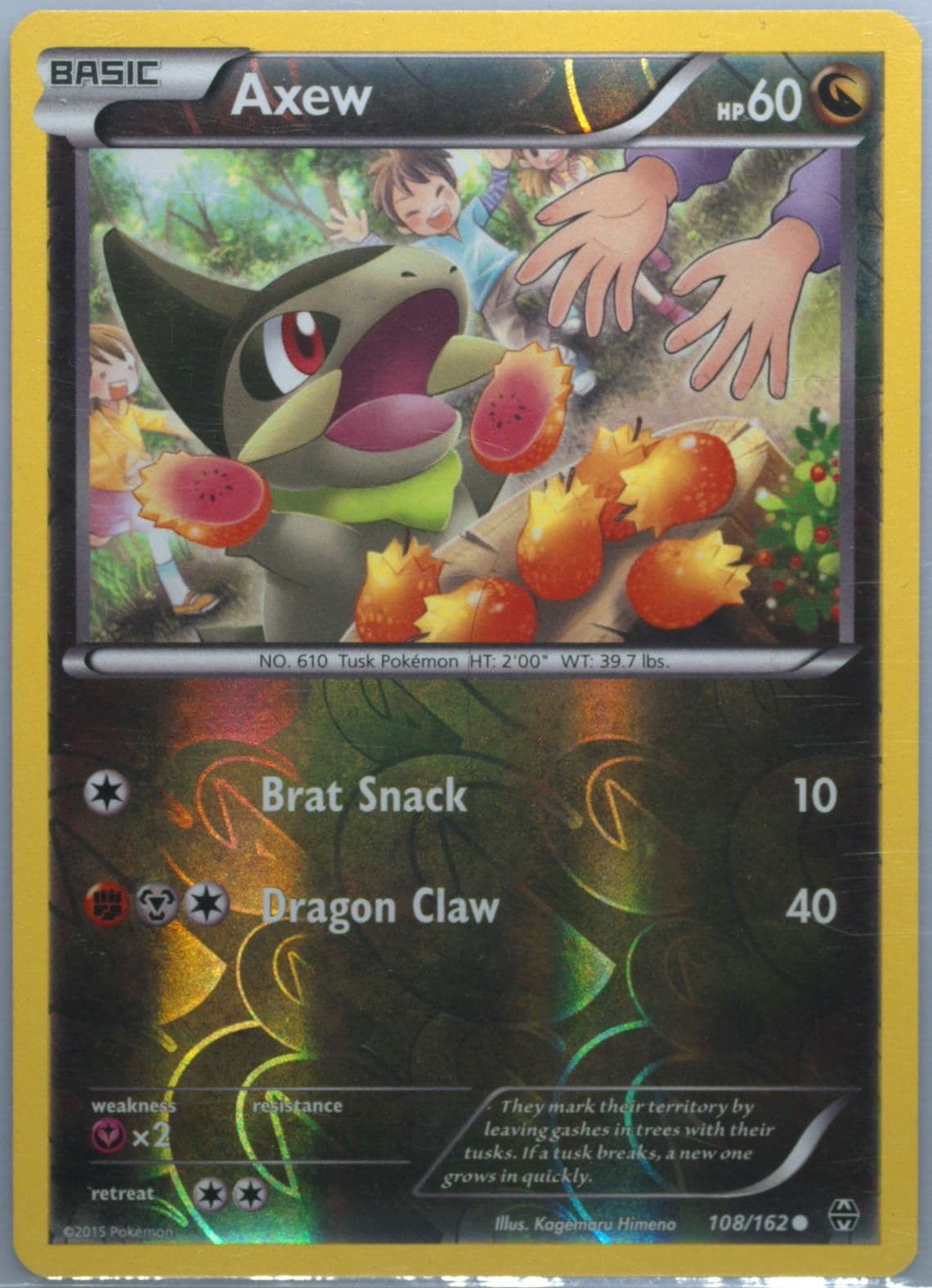 Axew-Reverse Foil (108) 2015 Pokemon XY Breakthrough
