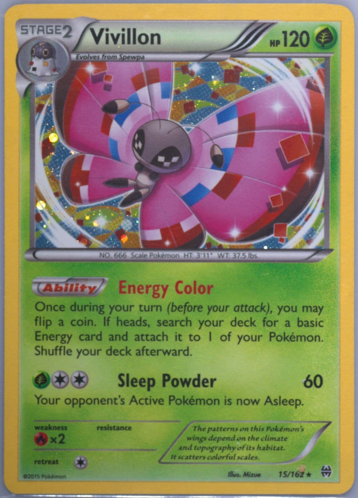 Vivillon-Holo Cosmos (15) 2015 Pokemon XY Breakthrough