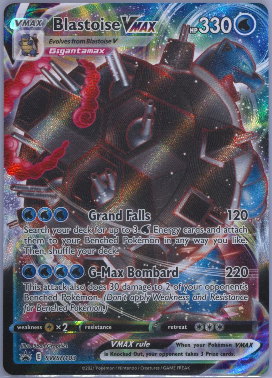 Full Art/Blastoise Vmax Blastoise Vmax Battle Box (103) 2021 Pokemon Swsh Black Star Promo