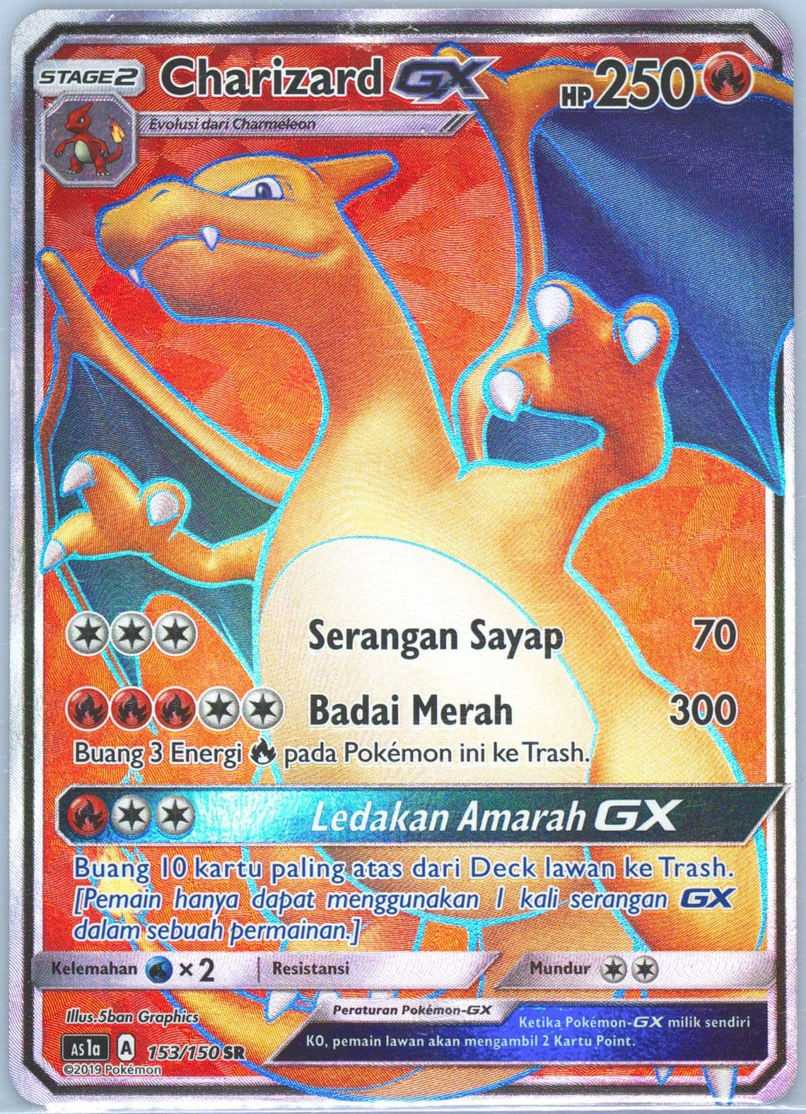Full Art/Charizard GX Set A (153) 2019 Pokemon Indonesian Sun & Moon First Impact