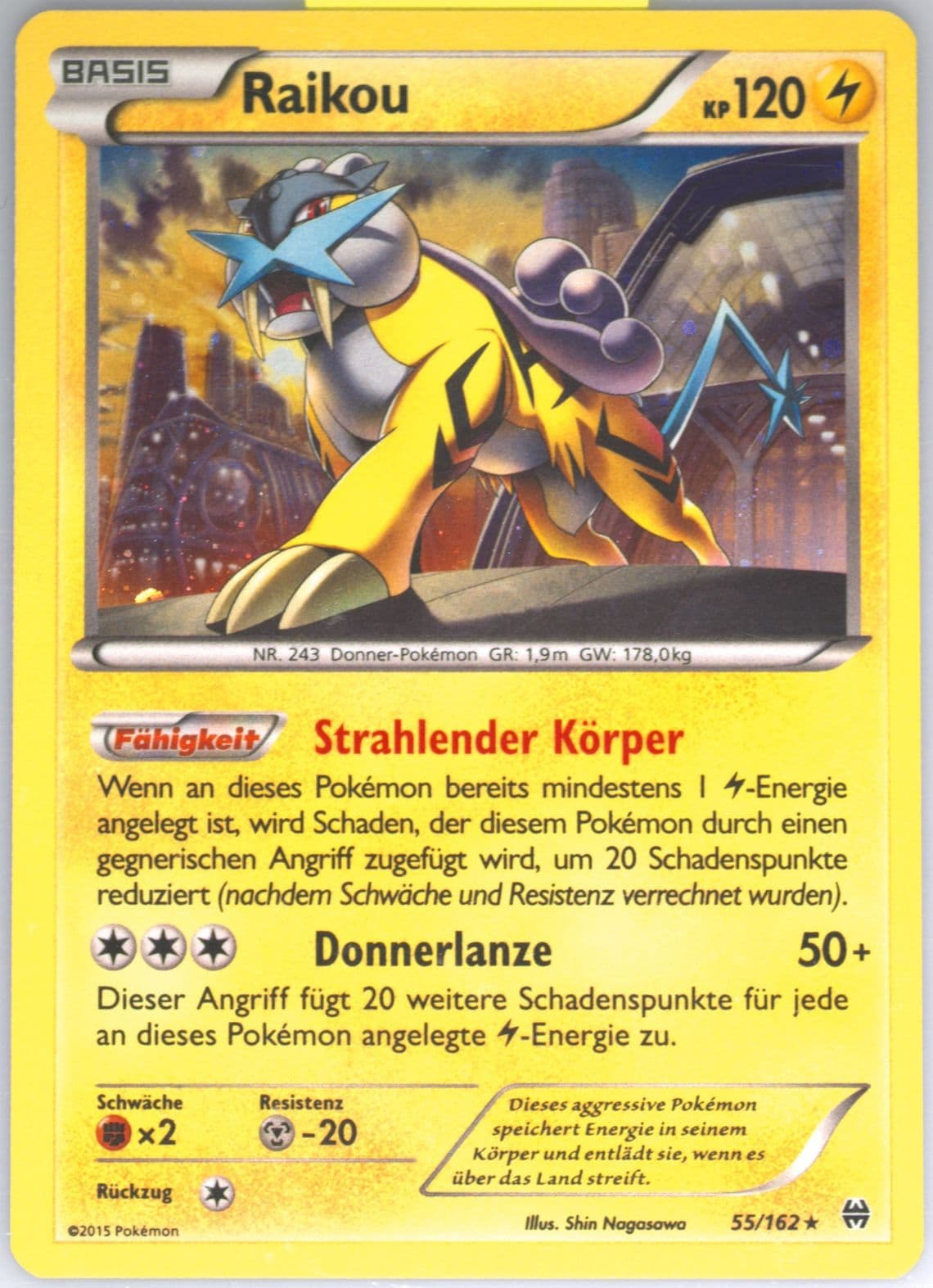 Raikou-Holo German (55) 2015 Pokemon XY Breakthrough