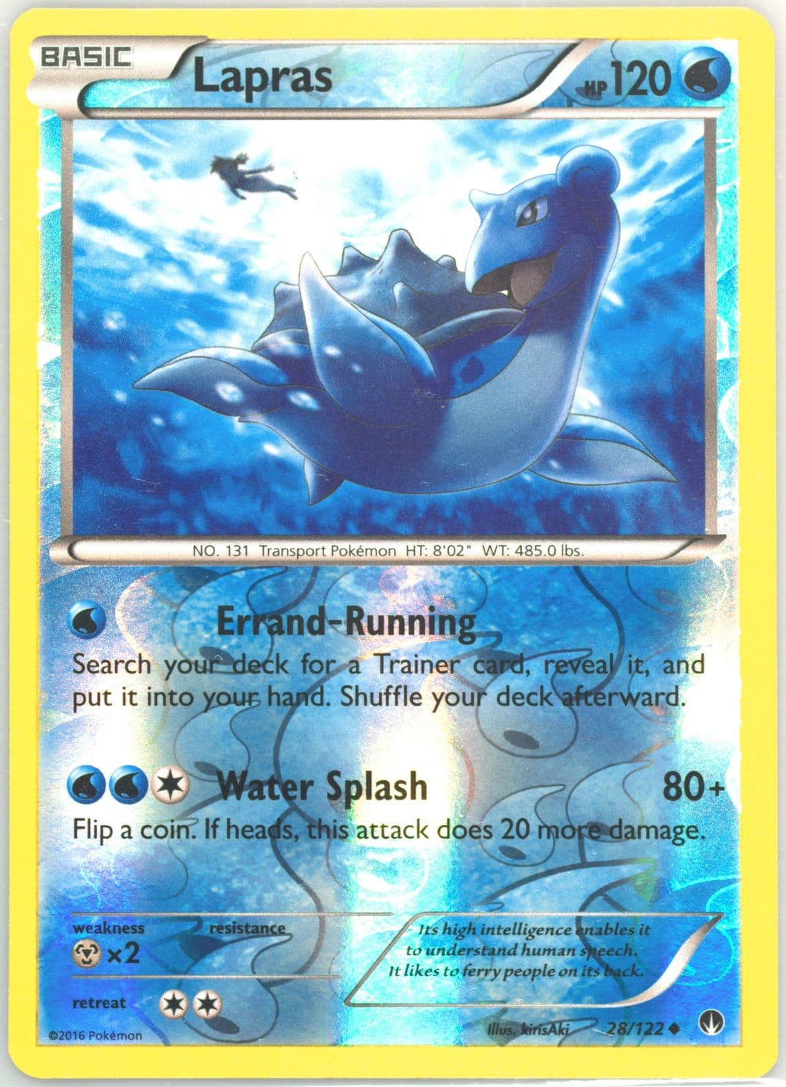 Lapras-Reverse Foil (28) 2016 Pokemon XY Breakpoint