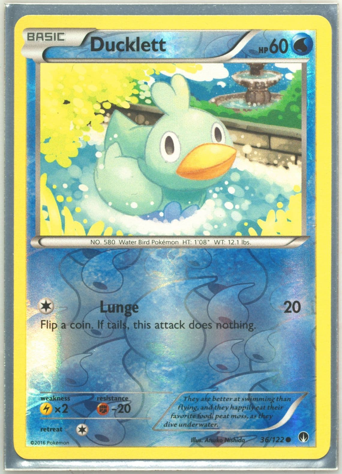 Ducklett-Reverse Foil (36) 2016 Pokemon XY Breakpoint