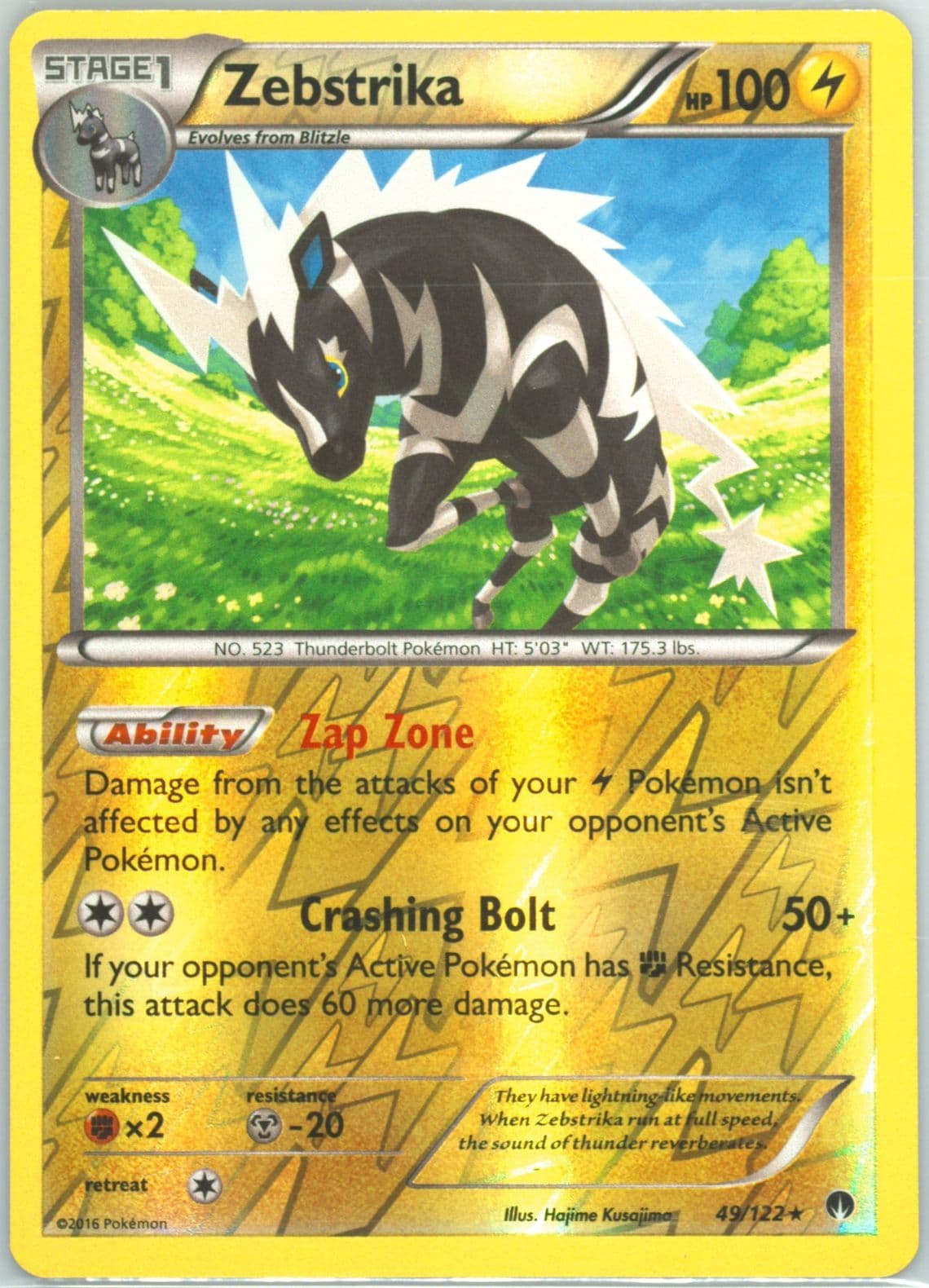 Zebstrika-Reverse Foil (49) 2016 Pokemon XY Breakpoint