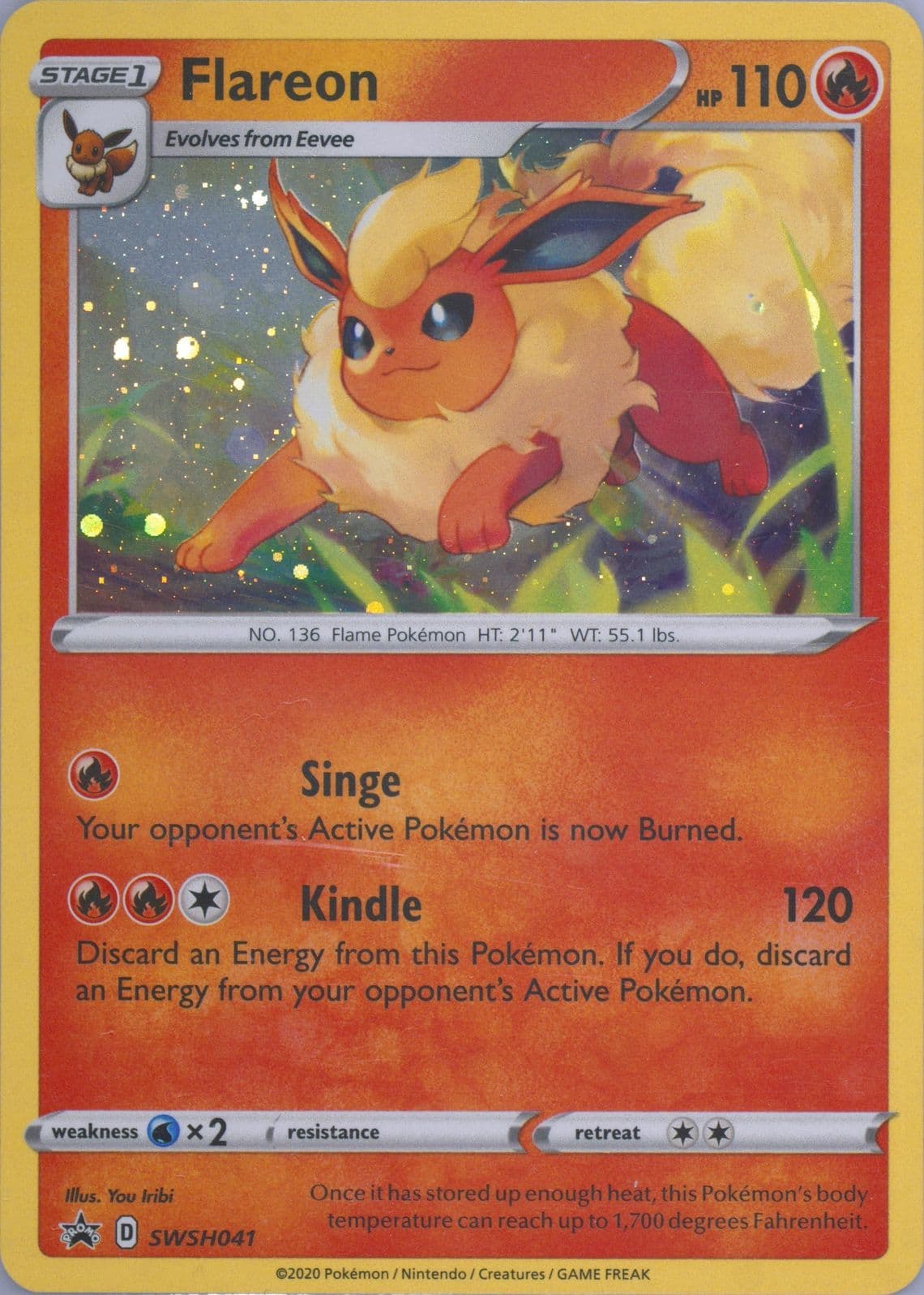 Flareon-Holo Three Blisters Pack (041) 2020 Pokemon Swsh Black Star Promo