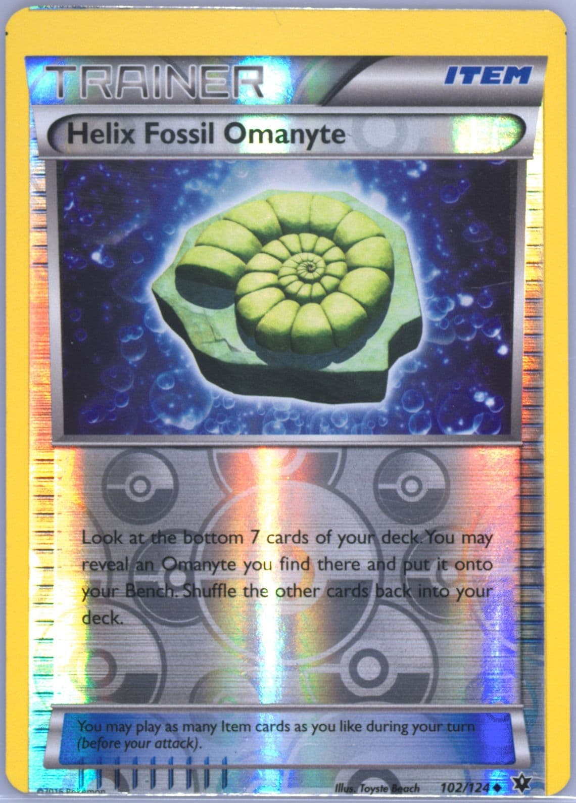Helix Fossil Omanyte-Reverse Foil (102) 2016 Pokemon XY Fates Collide