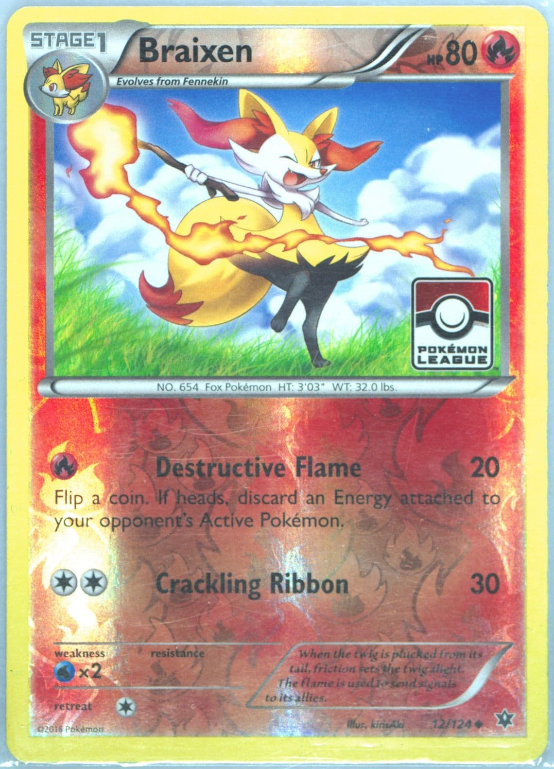Braixen-Reverse Foil Pokemon League (12) 2016 Pokemon XY Fates Collide