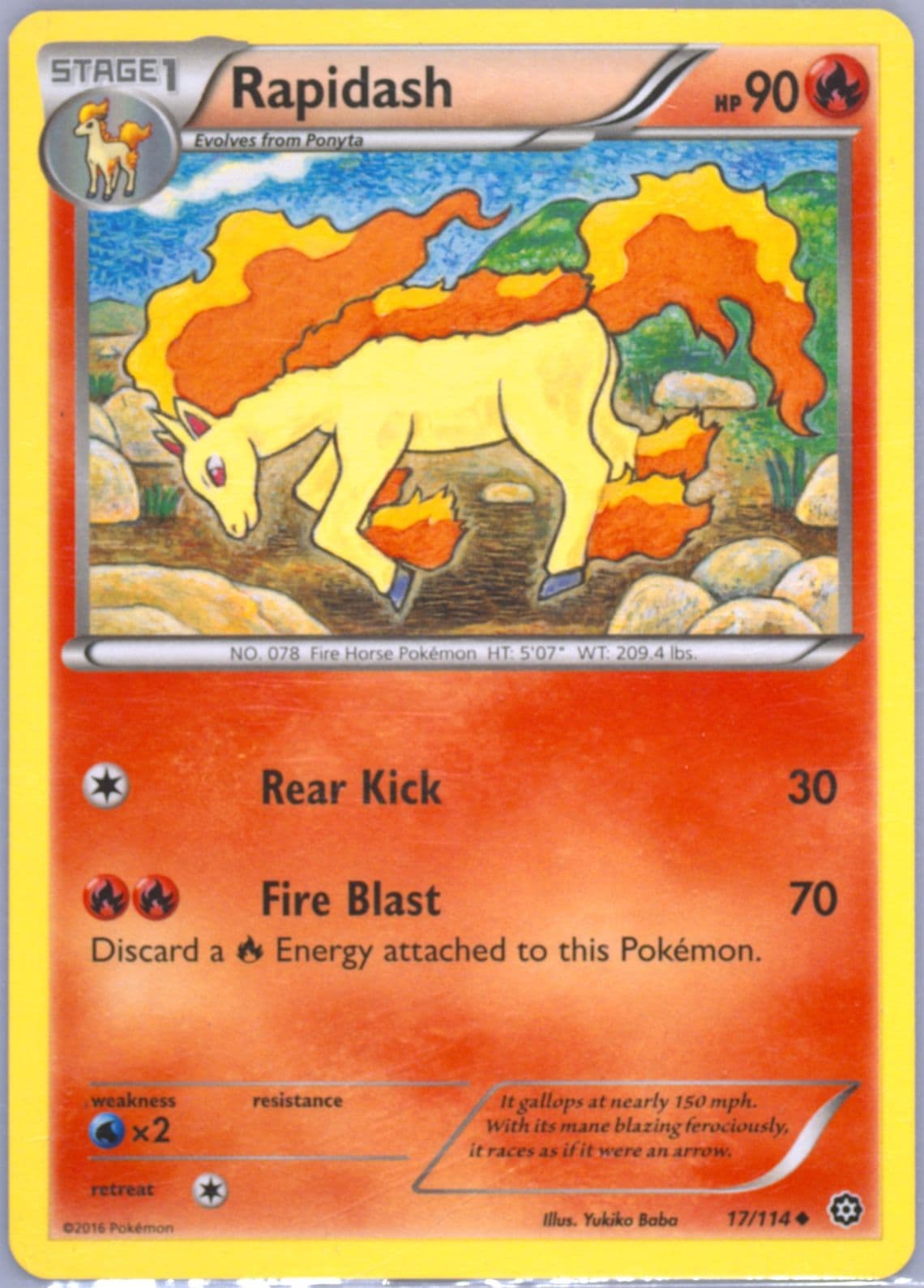 Rapidash (17) 2016 Pokemon XY Steam Siege