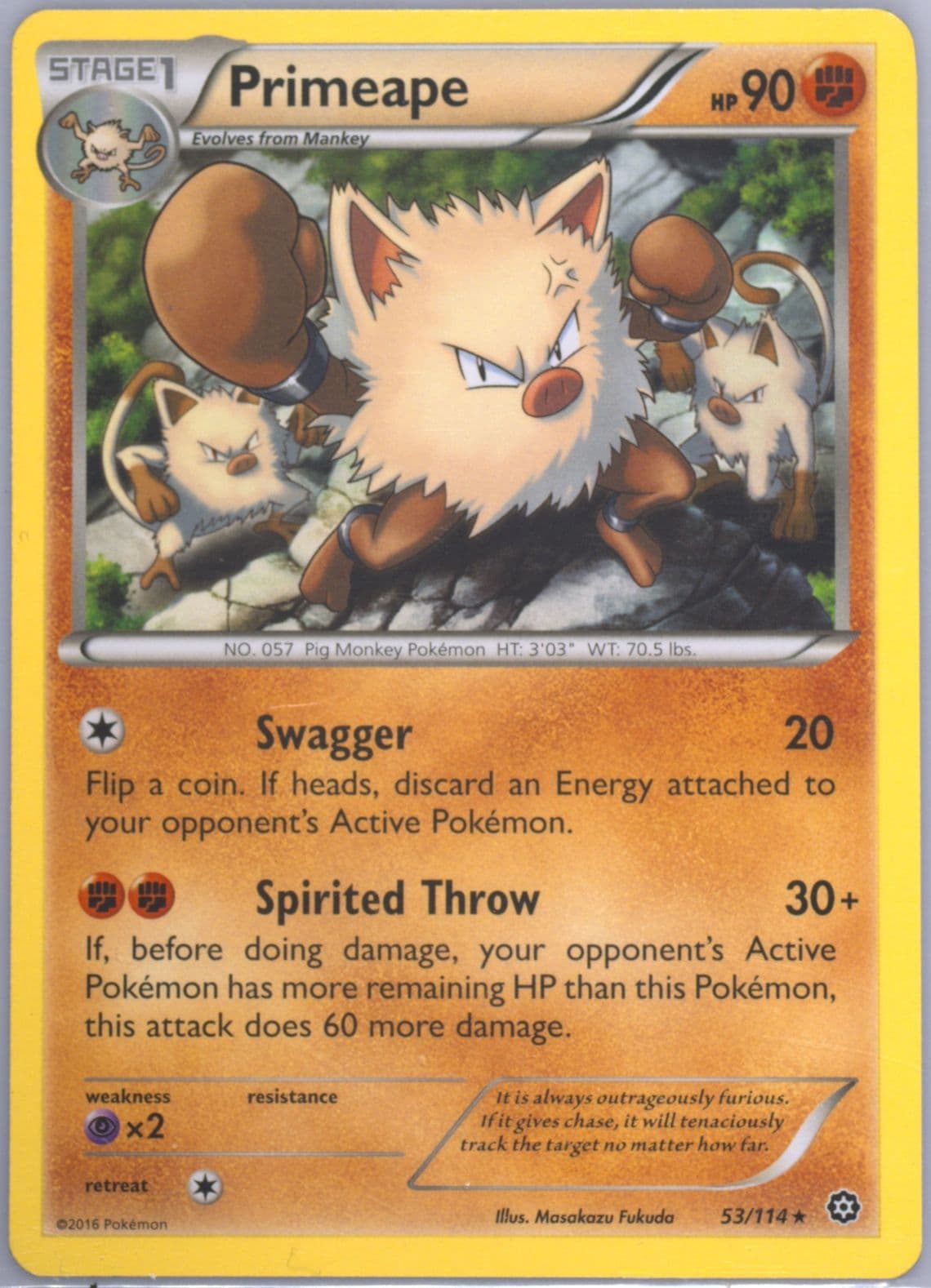 Primeape (53) 2016 Pokemon XY Steam Siege