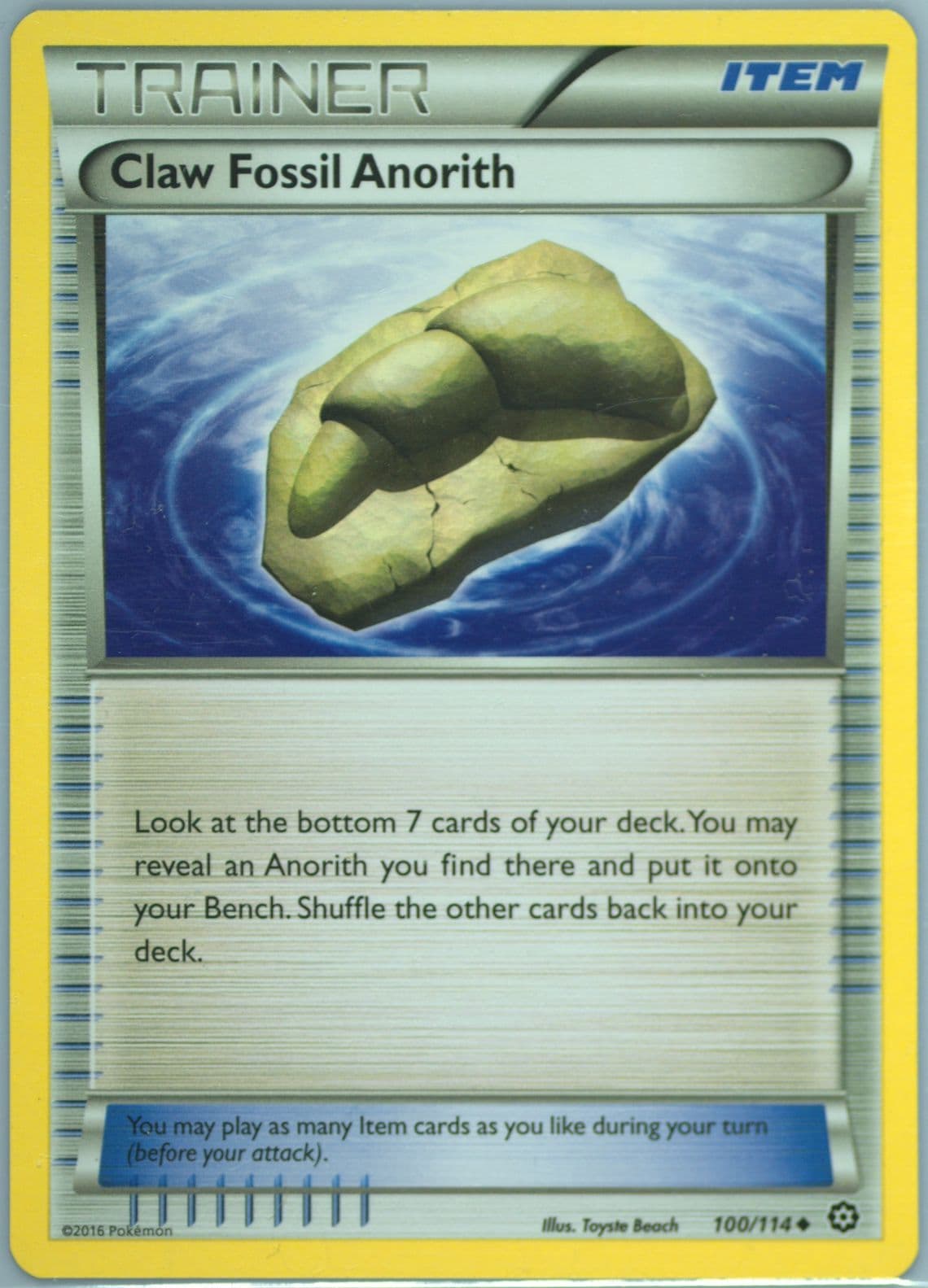 Claw Fossil Anorith (100) 2016 Pokemon XY Steam Siege