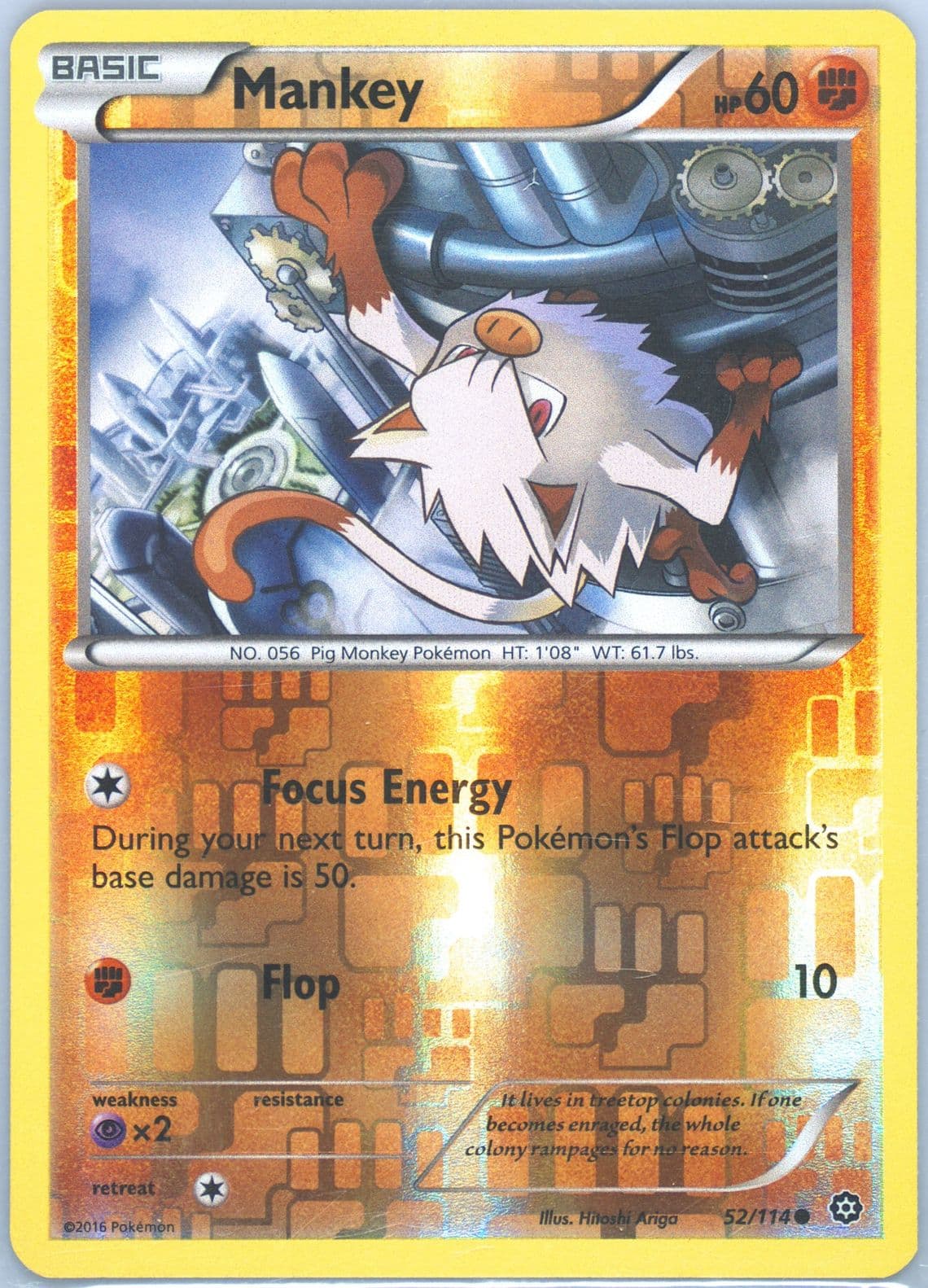Mankey-Reverse Foil (52) 2016 Pokemon XY Steam Siege