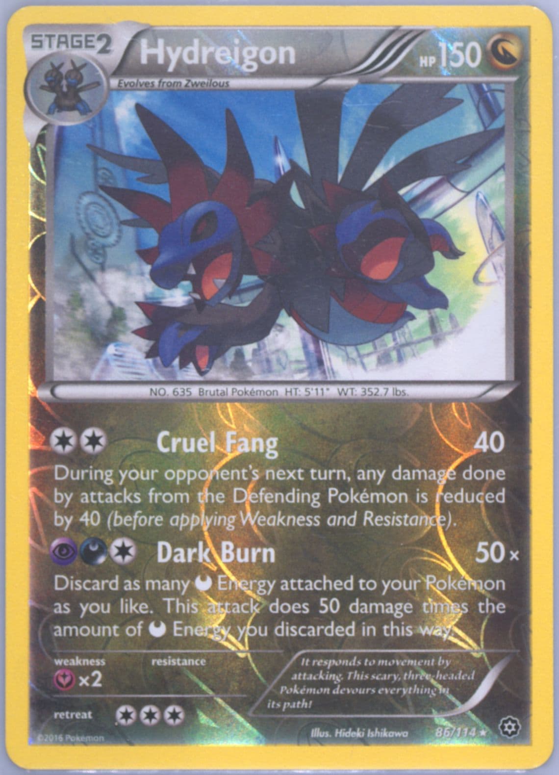 Hydreigon-Reverse Foil (86) 2016 Pokemon XY Steam Siege