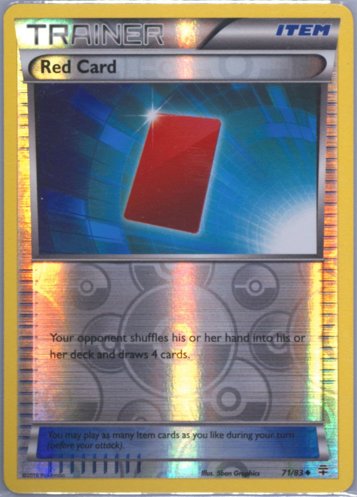 Red Card-Reverse Foil (71) 2016 Pokemon XY Generations