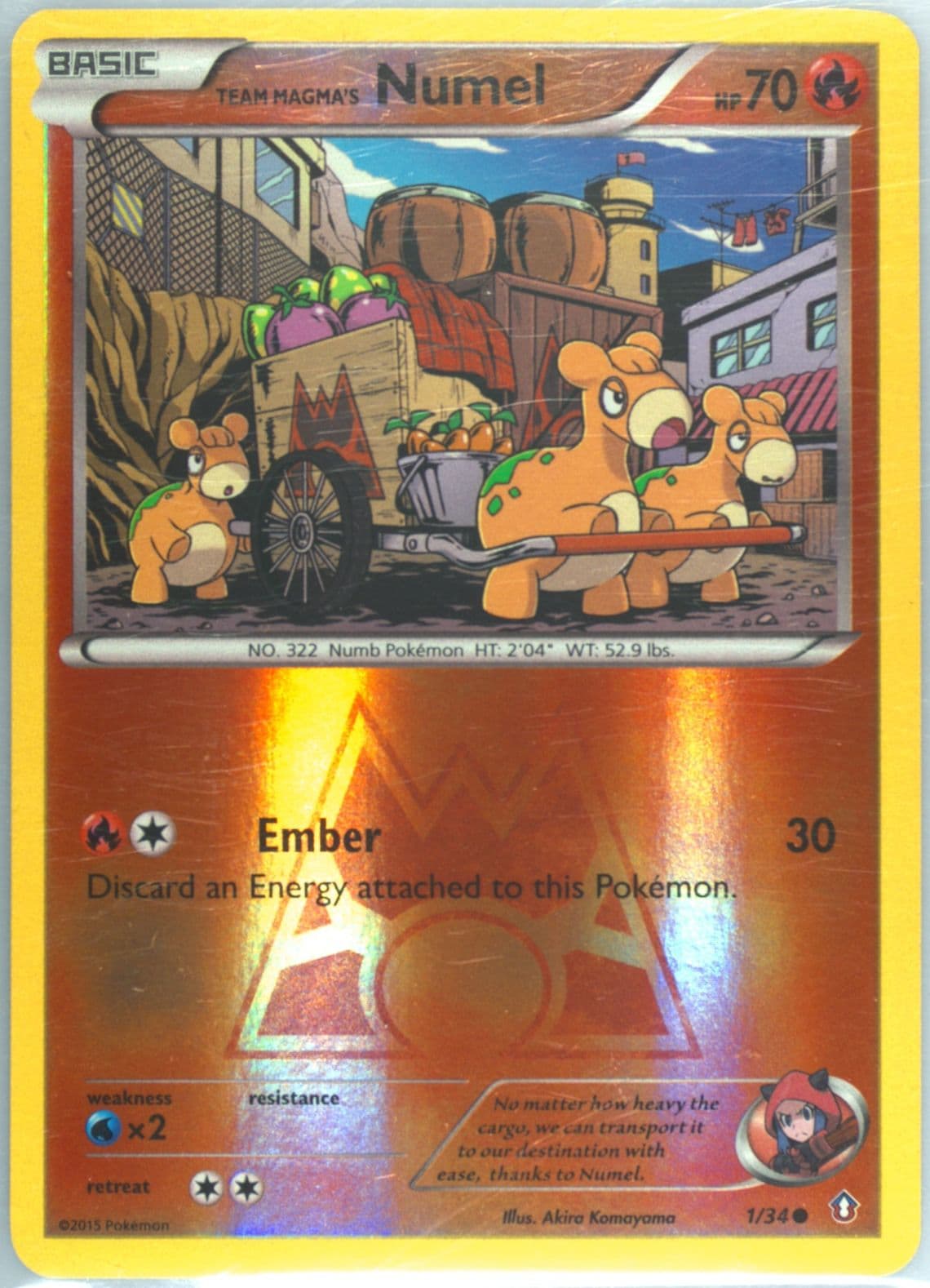 Team Magma's Numel-Reverse Foil (1) 2015 Pokemon XY Double Crisis