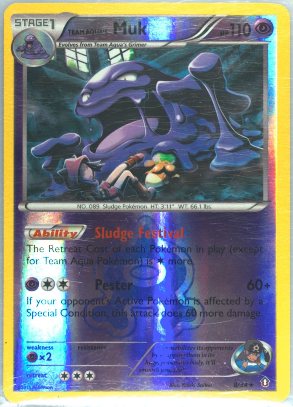Team Aqua's Muk-Reverse Foil (8) 2015 Pokemon XY Double Crisis