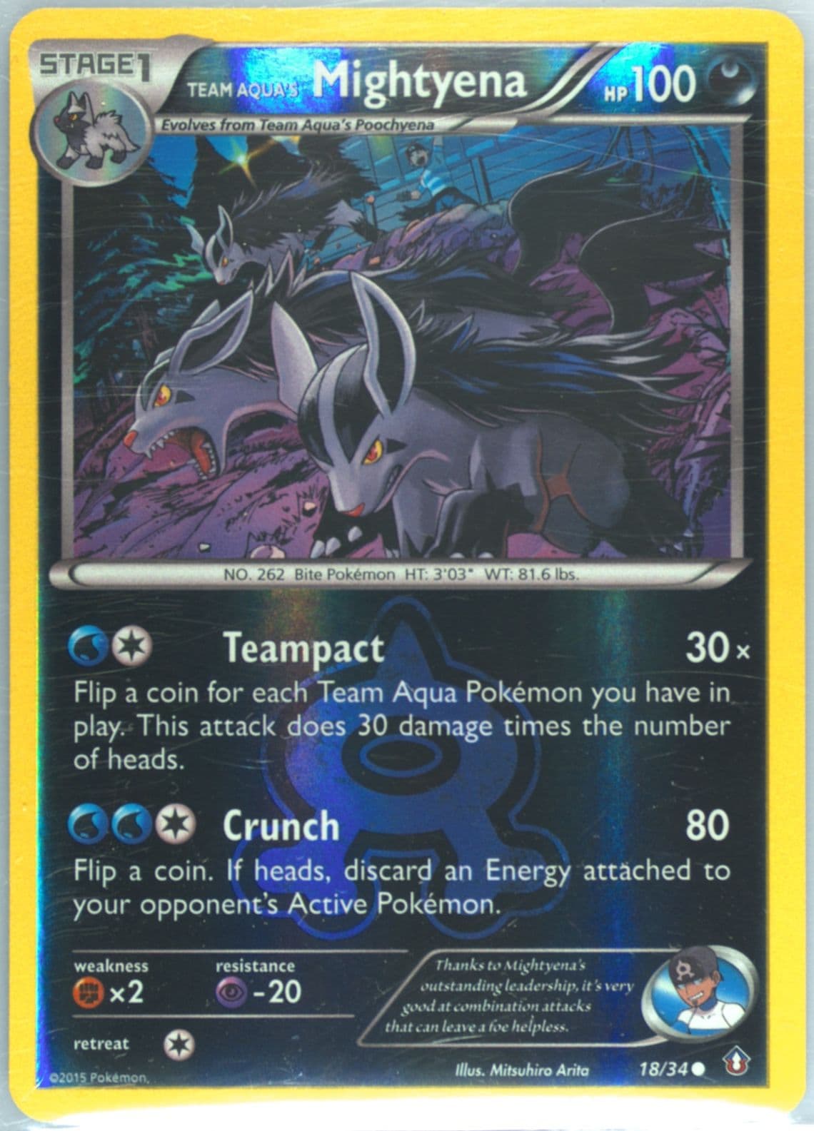 Team Aqua's Mightyena-Reverse Foil (18) 2015 Pokemon XY Double Crisis
