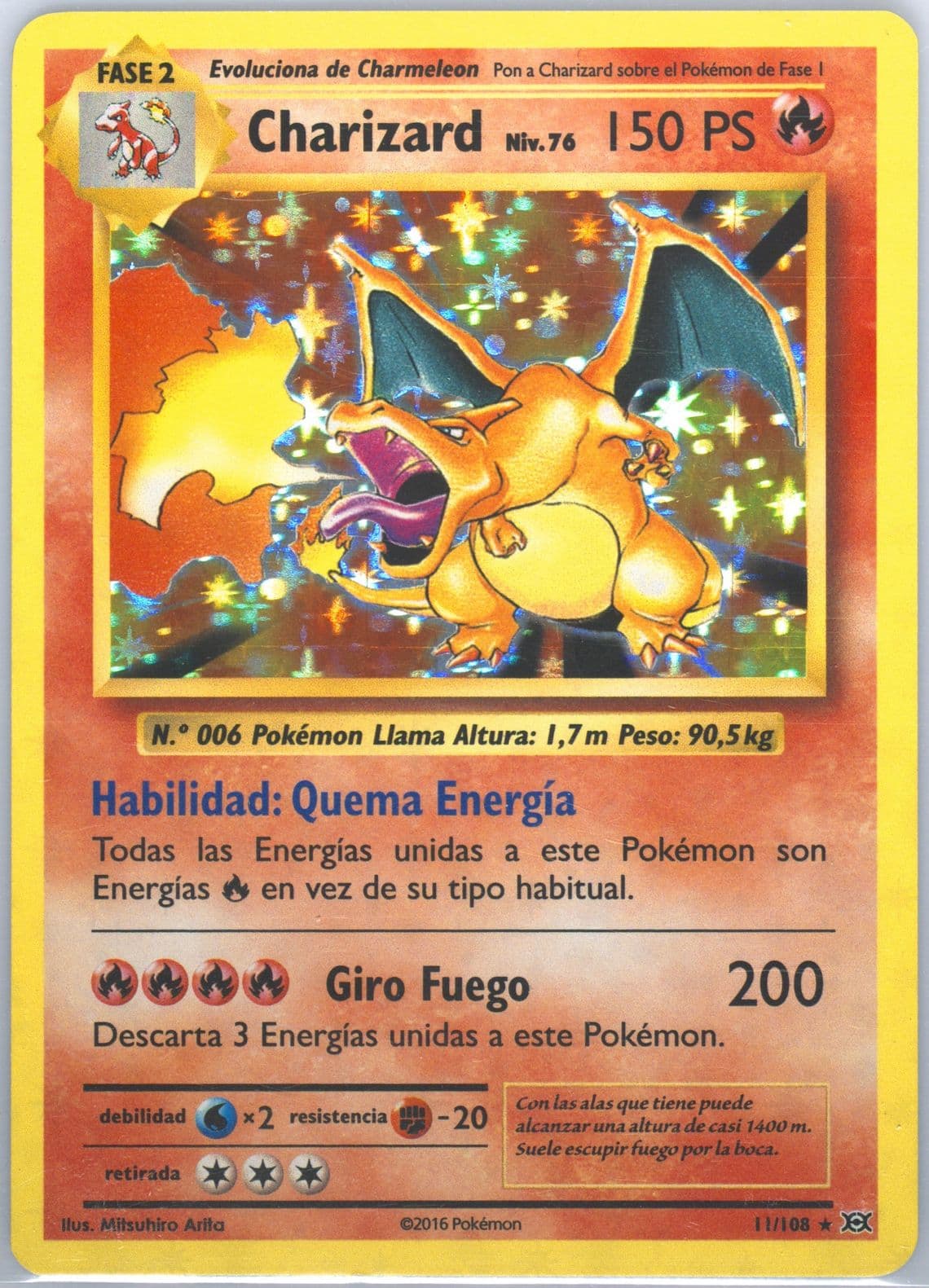 Charizard-Holo Spanish (11) 2016 Pokemon XY Evolutions