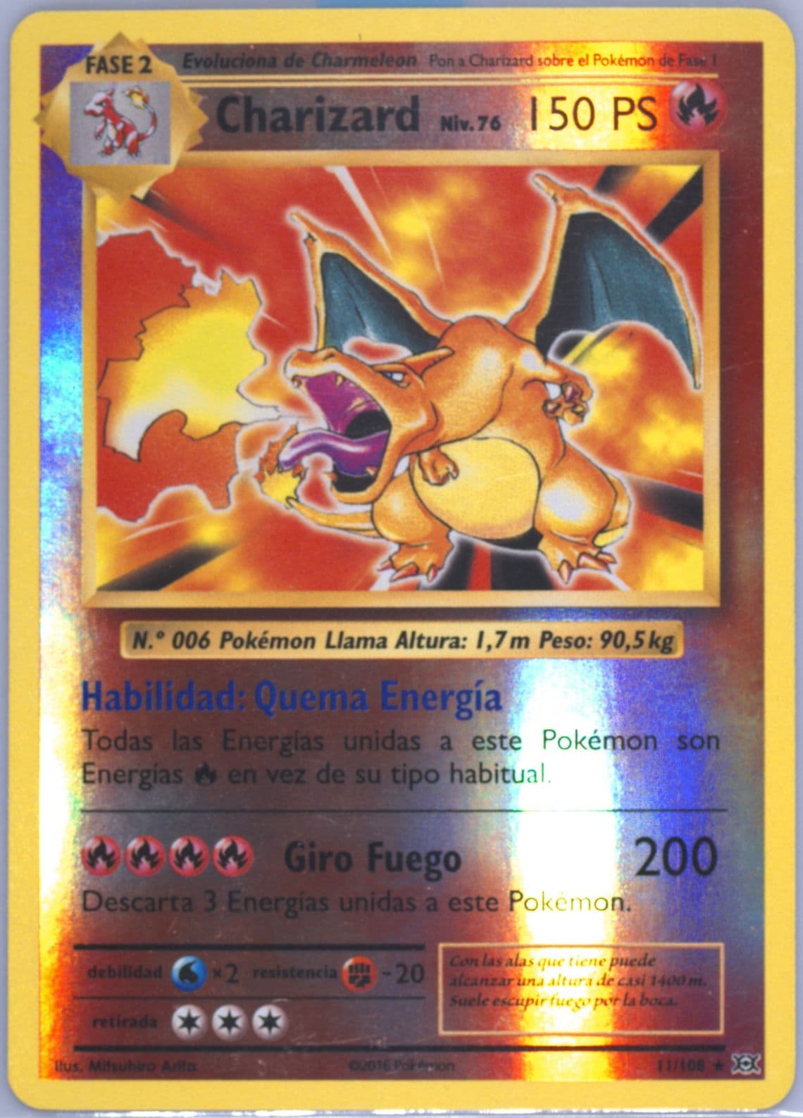Charizard-Reverse Foil Spanish (11) 2016 Pokemon XY Evolutions