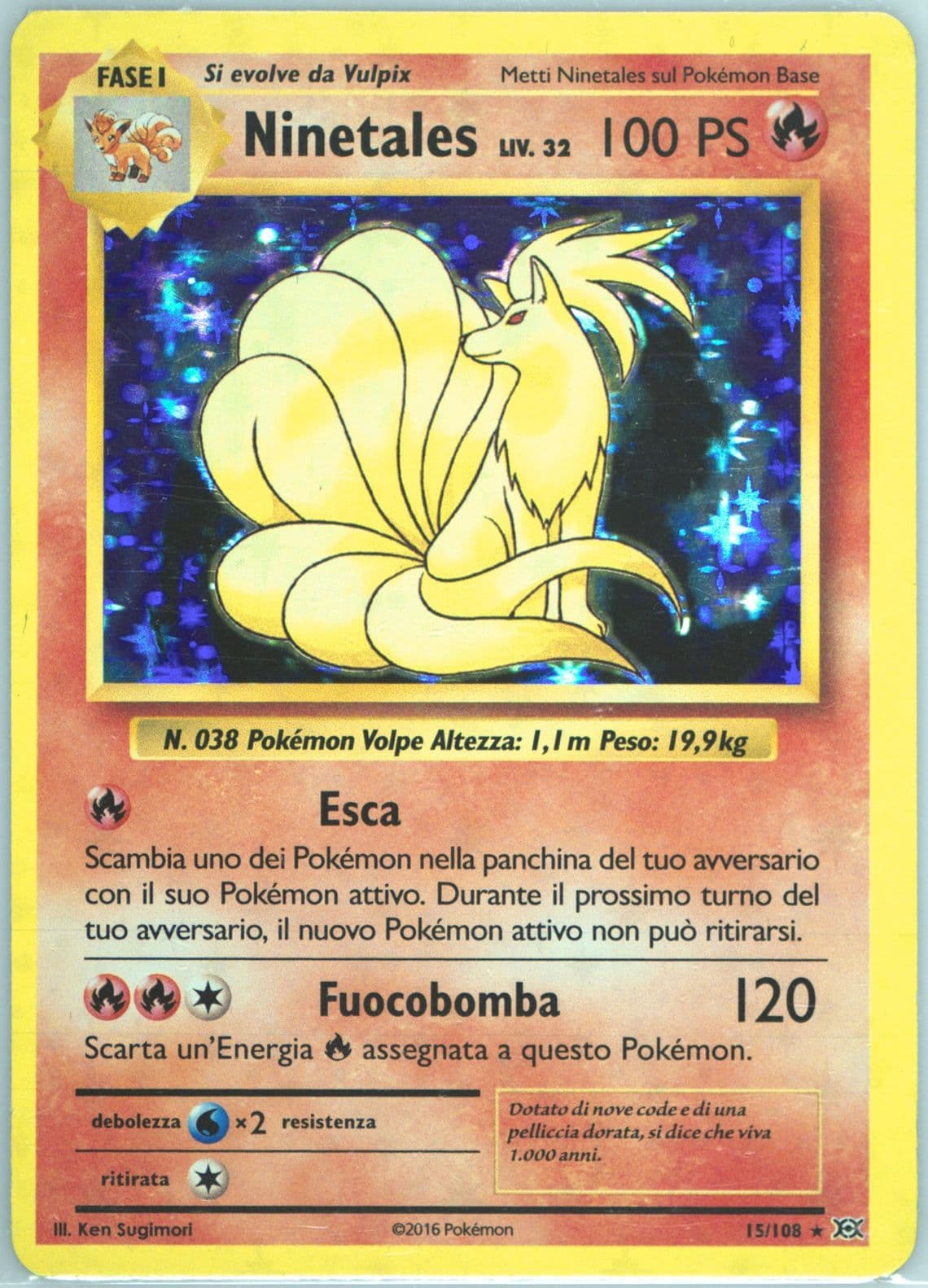 Ninetales-Holo Italian (15) 2016 Pokemon XY Evolutions