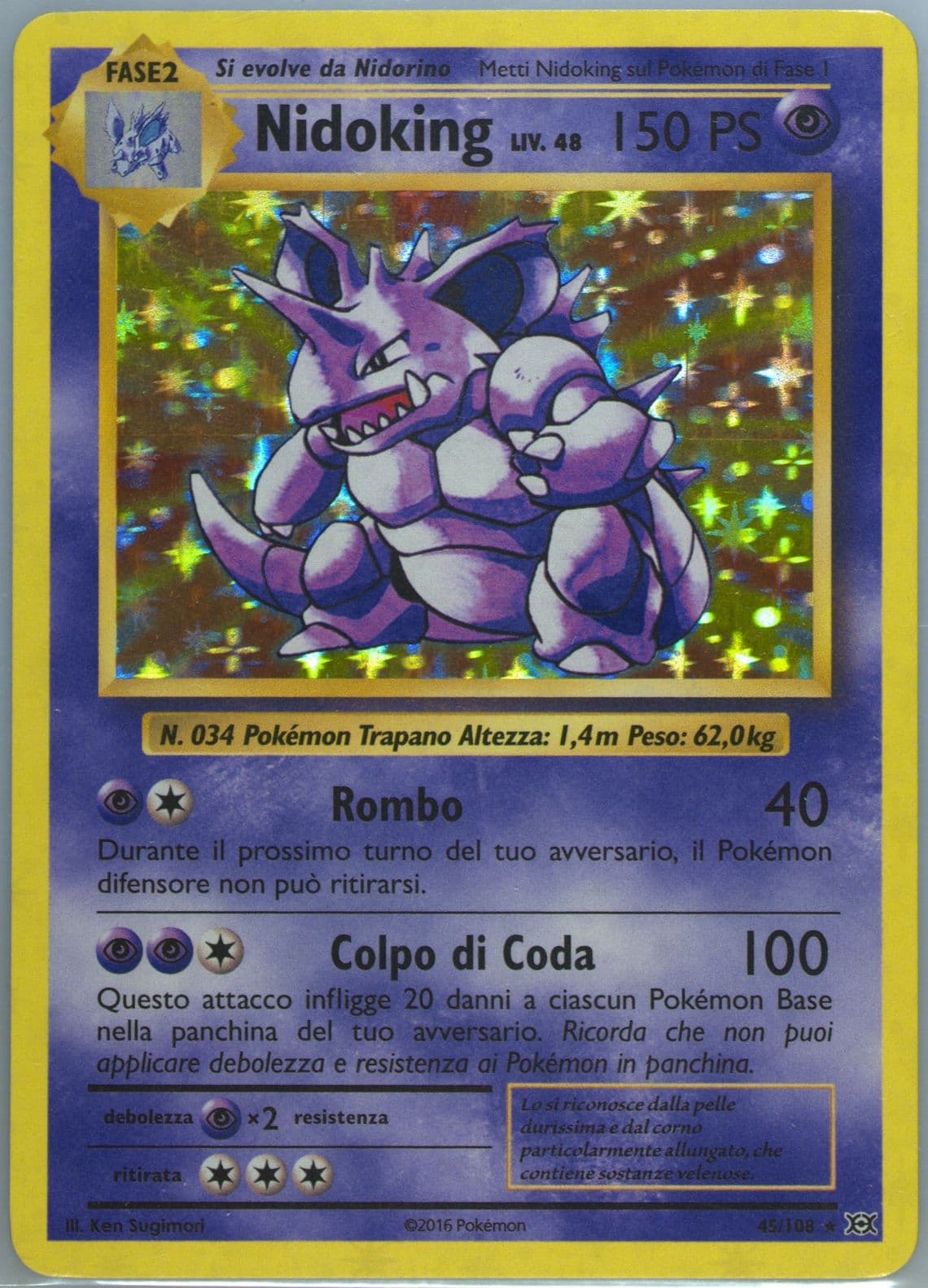 Nidoking-Holo Italian (45) 2016 Pokemon XY Evolutions