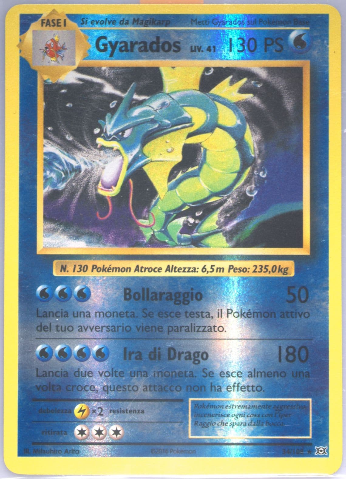 Gyarados-Reverse Foil Italian (34) 2016 Pokemon XY Evolutions