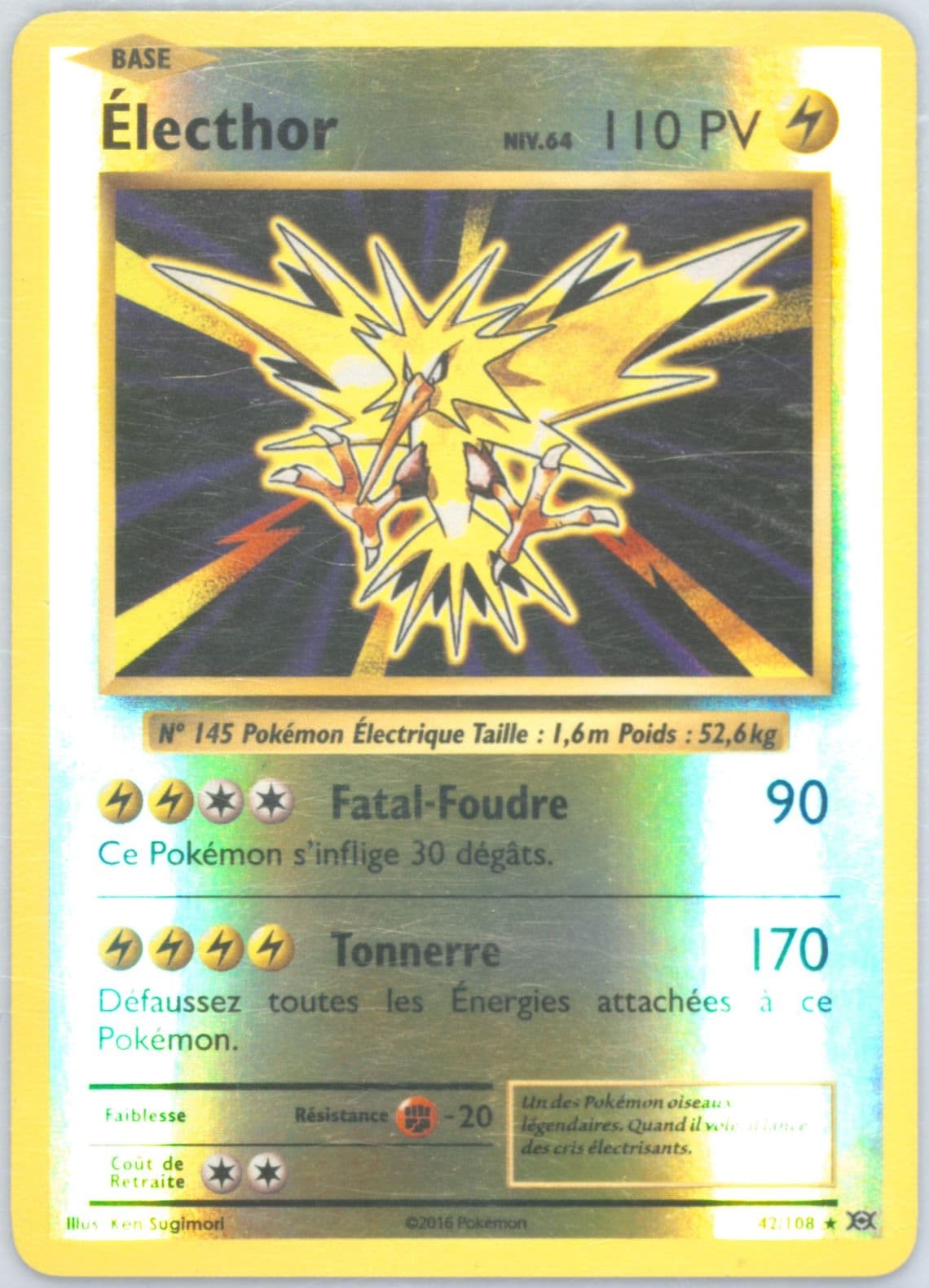 Electhor-Reverse Foil French (42) 2016 Pokemon XY Evolutions