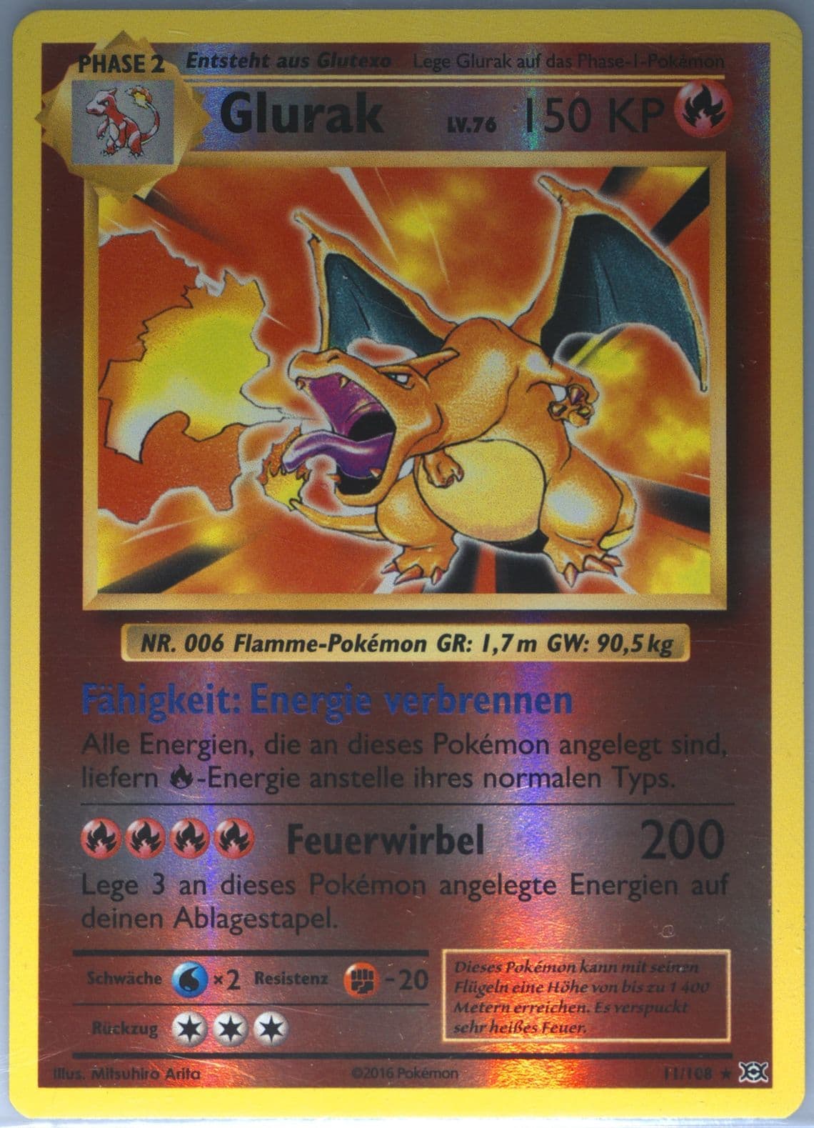 Glurak-Reverse Foil German (11) 2016 Pokemon XY Evolutions