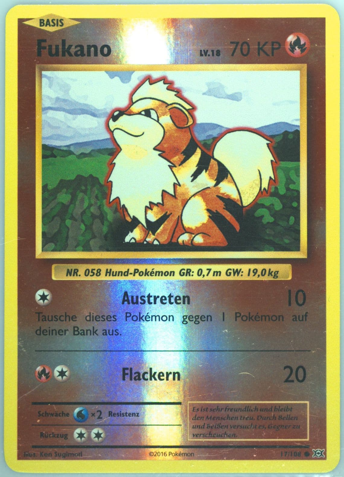 Fukano-Reverse Foil German (17) 2016 Pokemon XY Evolutions