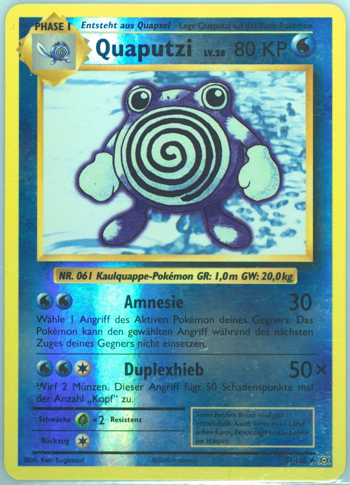 Quaputzi-Reverse Foil German (24) 2016 Pokemon XY Evolutions