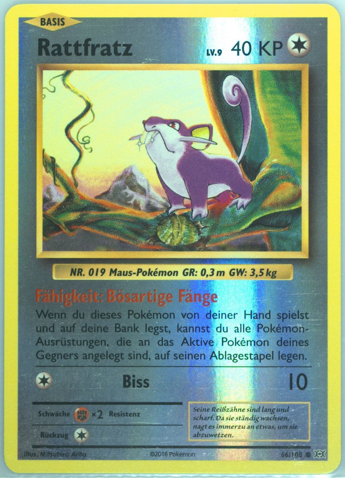 Rattfratz-Reverse Foil German (66) 2016 Pokemon XY Evolutions