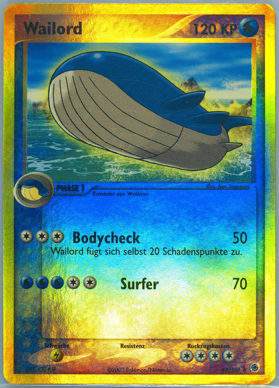 Wailord-Reverse Foil (14) 2004 Pokemon German EX Ruby & Sapphire