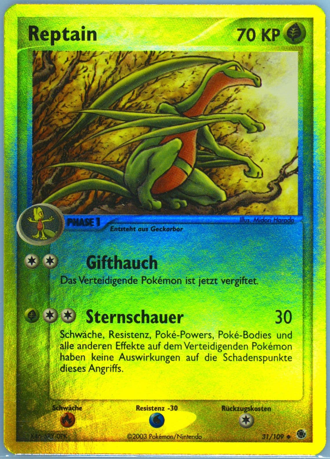 Reptain-Reverse Foil (31) 2004 Pokemon German EX Ruby & Sapphire