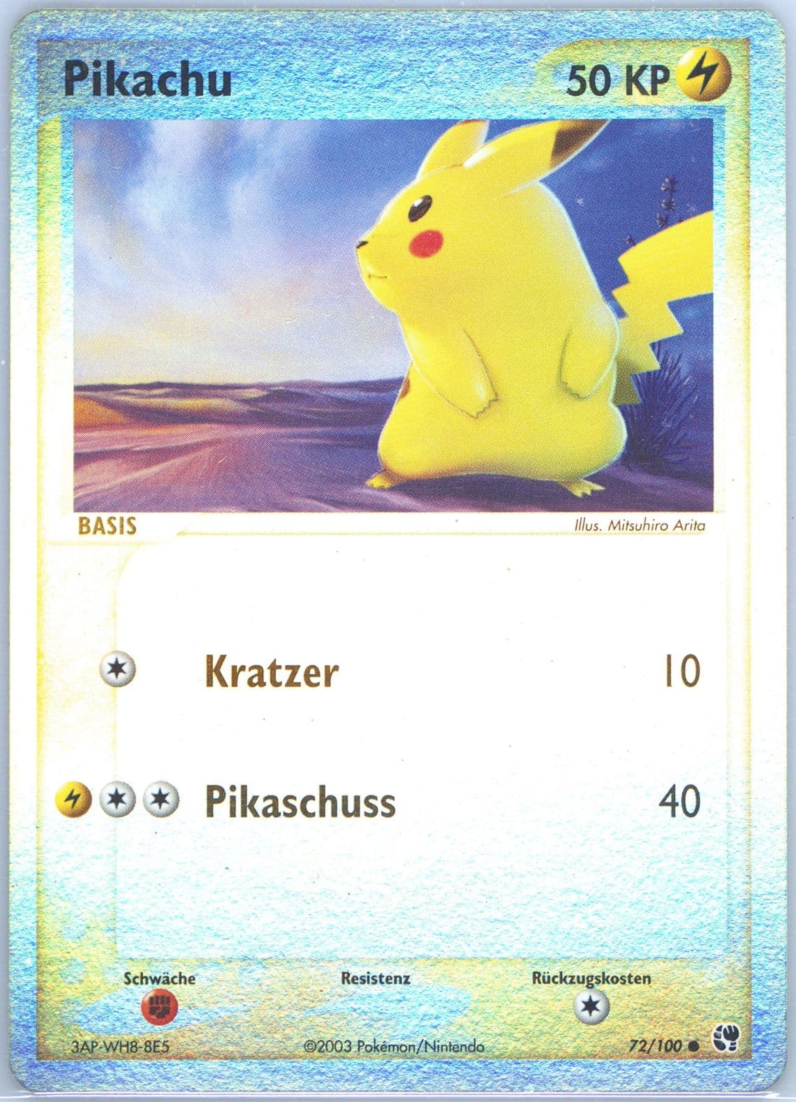 Pikachu-Reverse Foil (72) 2004 Pokemon German EX Sandstorm