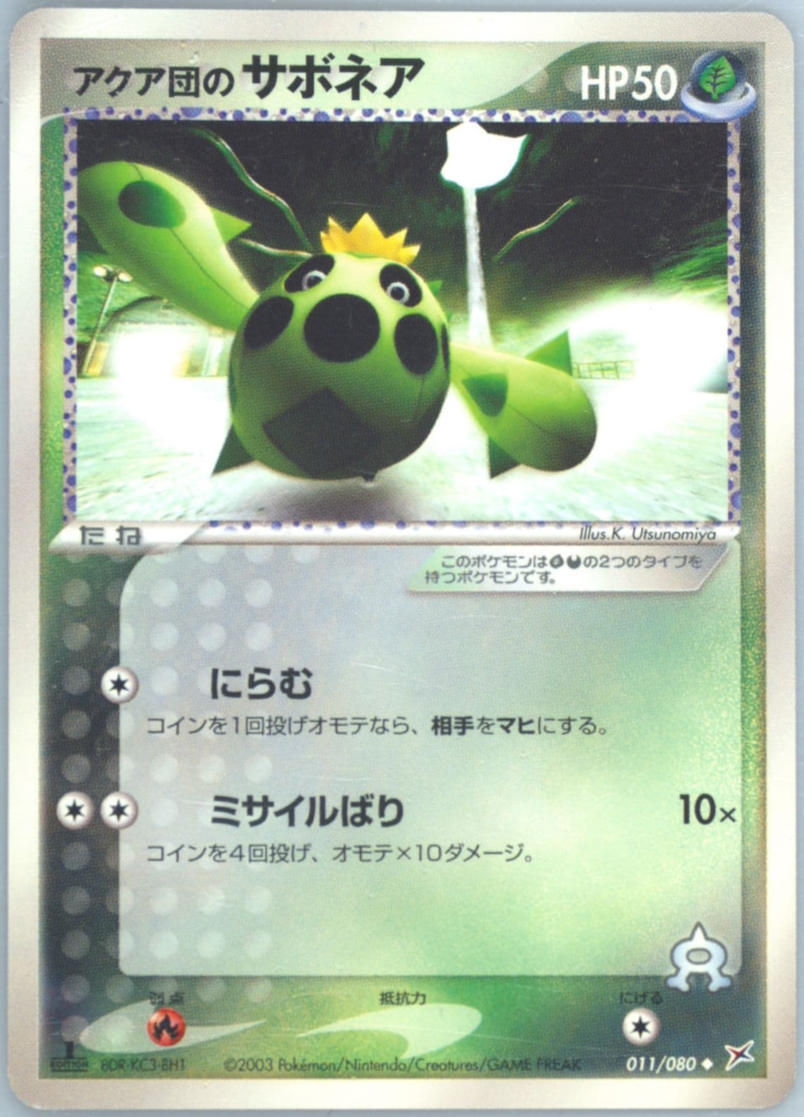 Team Aqua's Cacnea 1st Edition (011) 2003 Pokemon Japanese Magma VS Aqua