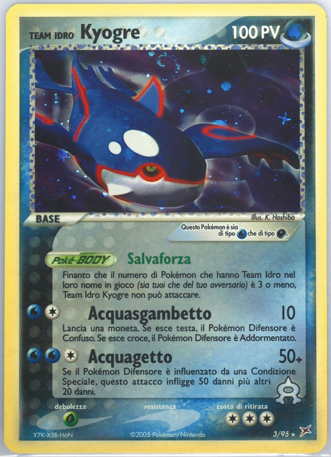 Team Idro Kyogre-Holo (3) 2005 Pokemon Italian EX Team Magma VS Team Aqua