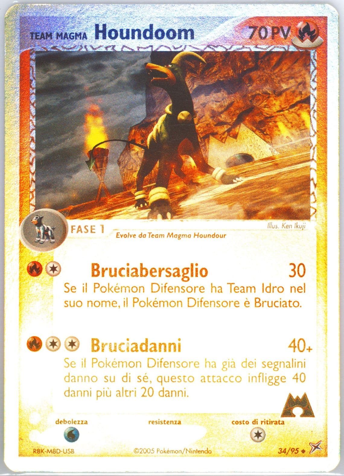Team Magma Houndoom-Reverse Foil (34) 2005 Pokemon Italian EX Team Magma VS Team Aqua