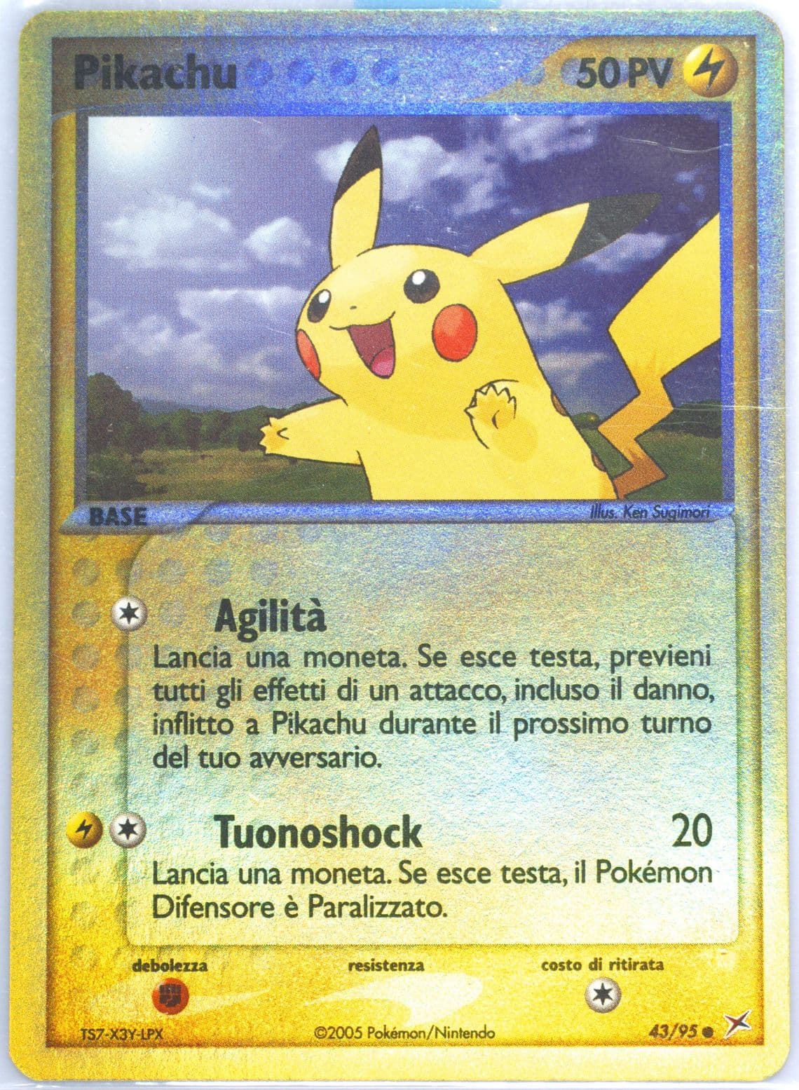 Pikachu-Reverse Foil (43) 2005 Pokemon Italian EX Team Magma VS Team Aqua