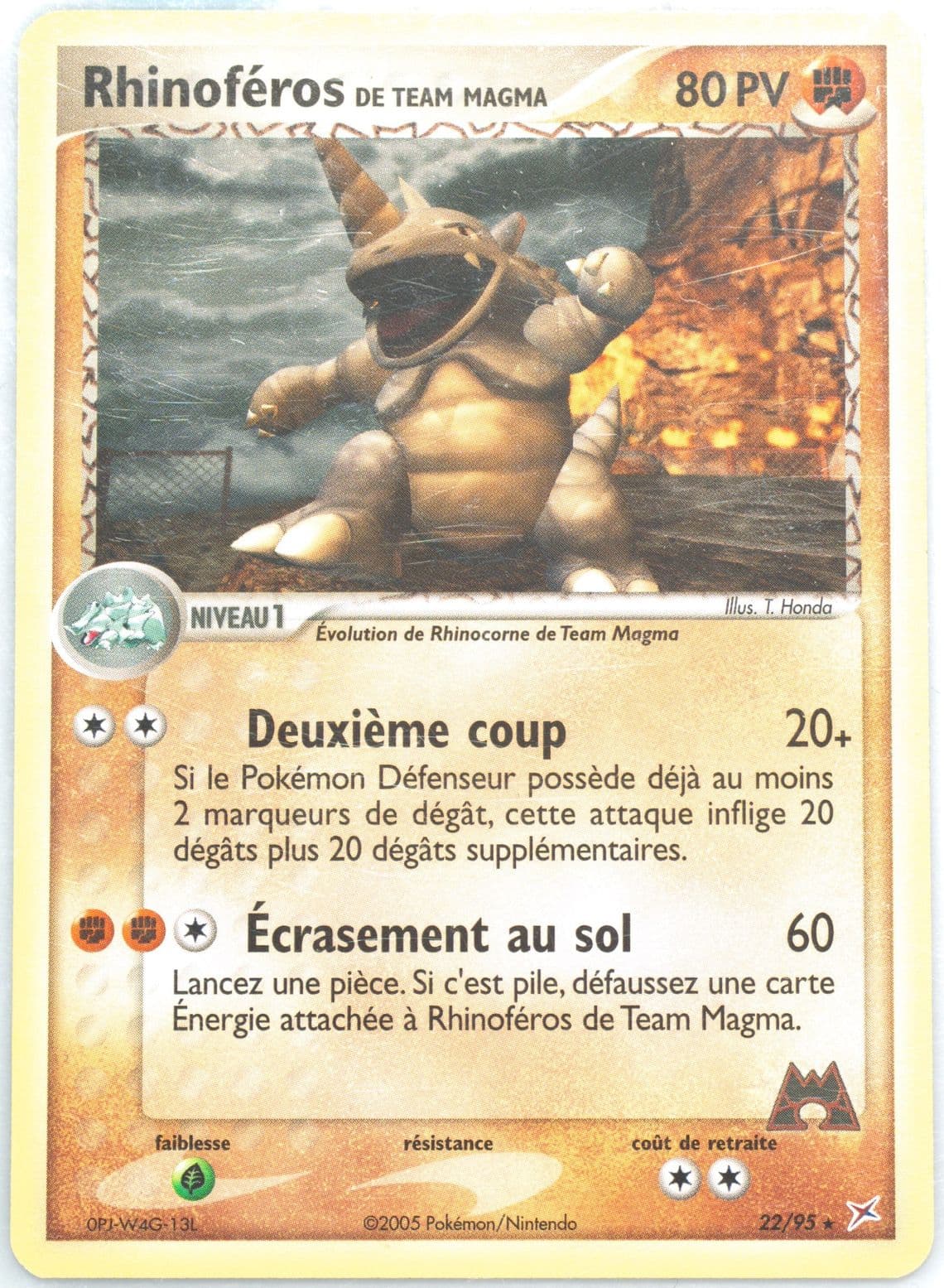 Rhinoferos de Team Magma (22) 2005 Pokemon French EX Team Magma VS Team Aqua