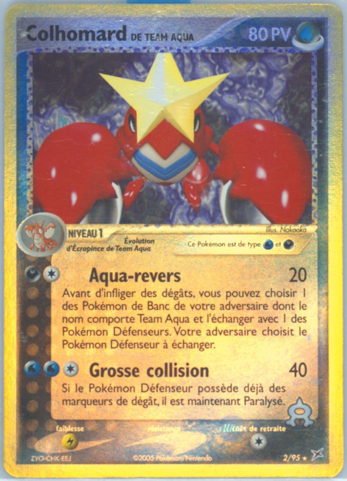 Colhomard de Team Aqua-Reverse Foil (2) 2005 Pokemon French EX Team Magma VS Team Aqua