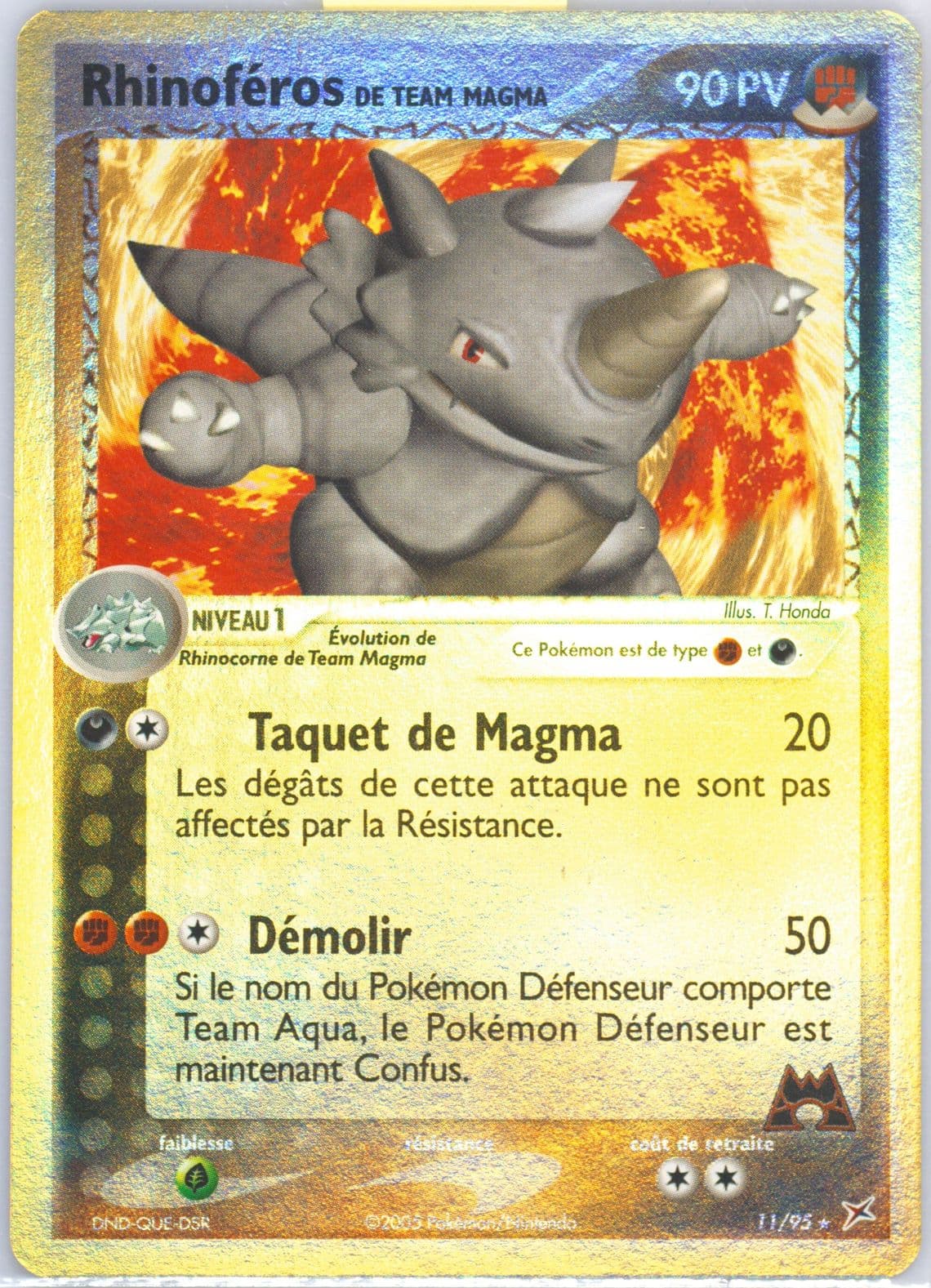 Rhinoferos de Team Magma-Reverse Foil (11) 2005 Pokemon French EX Team Magma VS Team Aqua