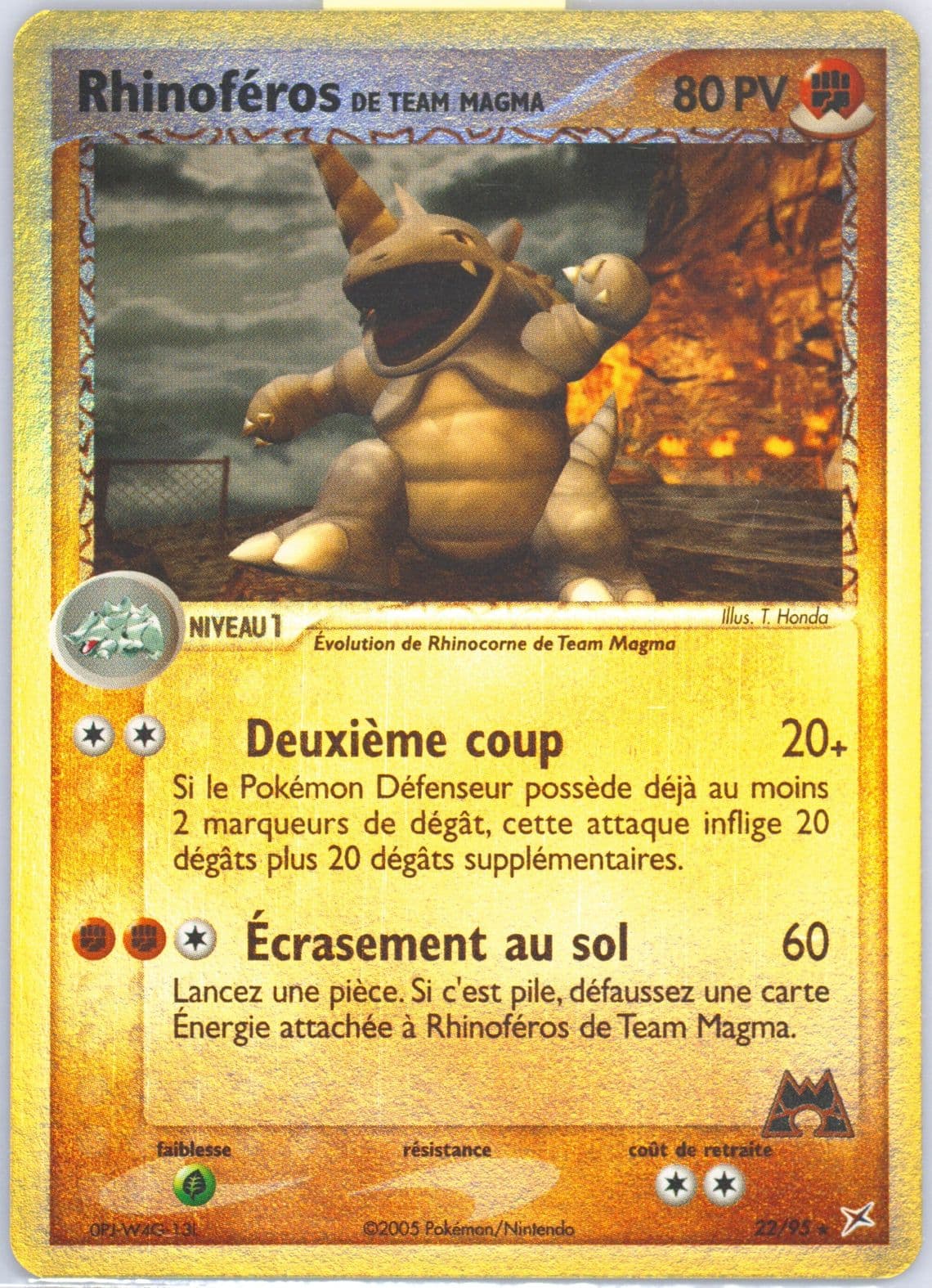 Rhinoferos de Team Magma-Reverse Foil (22) 2005 Pokemon French EX Team Magma VS Team Aqua