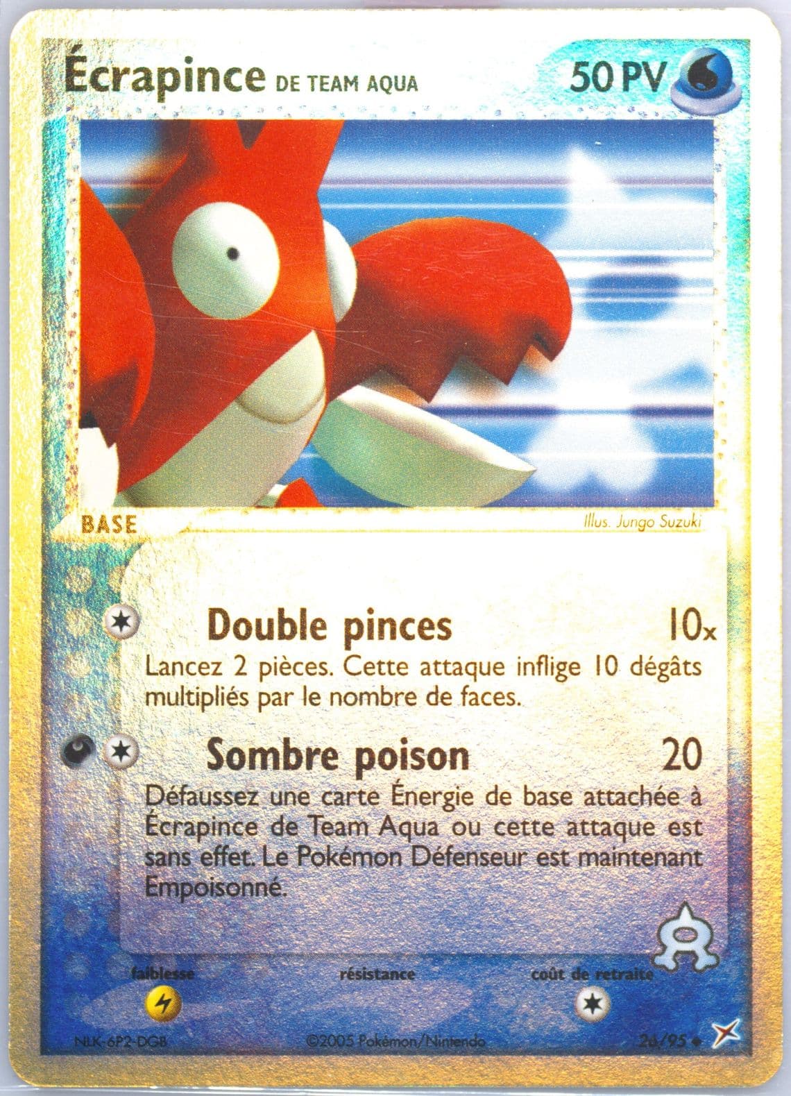 Ecrapince de Team Aqua-Reverse Foil (26) 2005 Pokemon French EX Team Magma VS Team Aqua