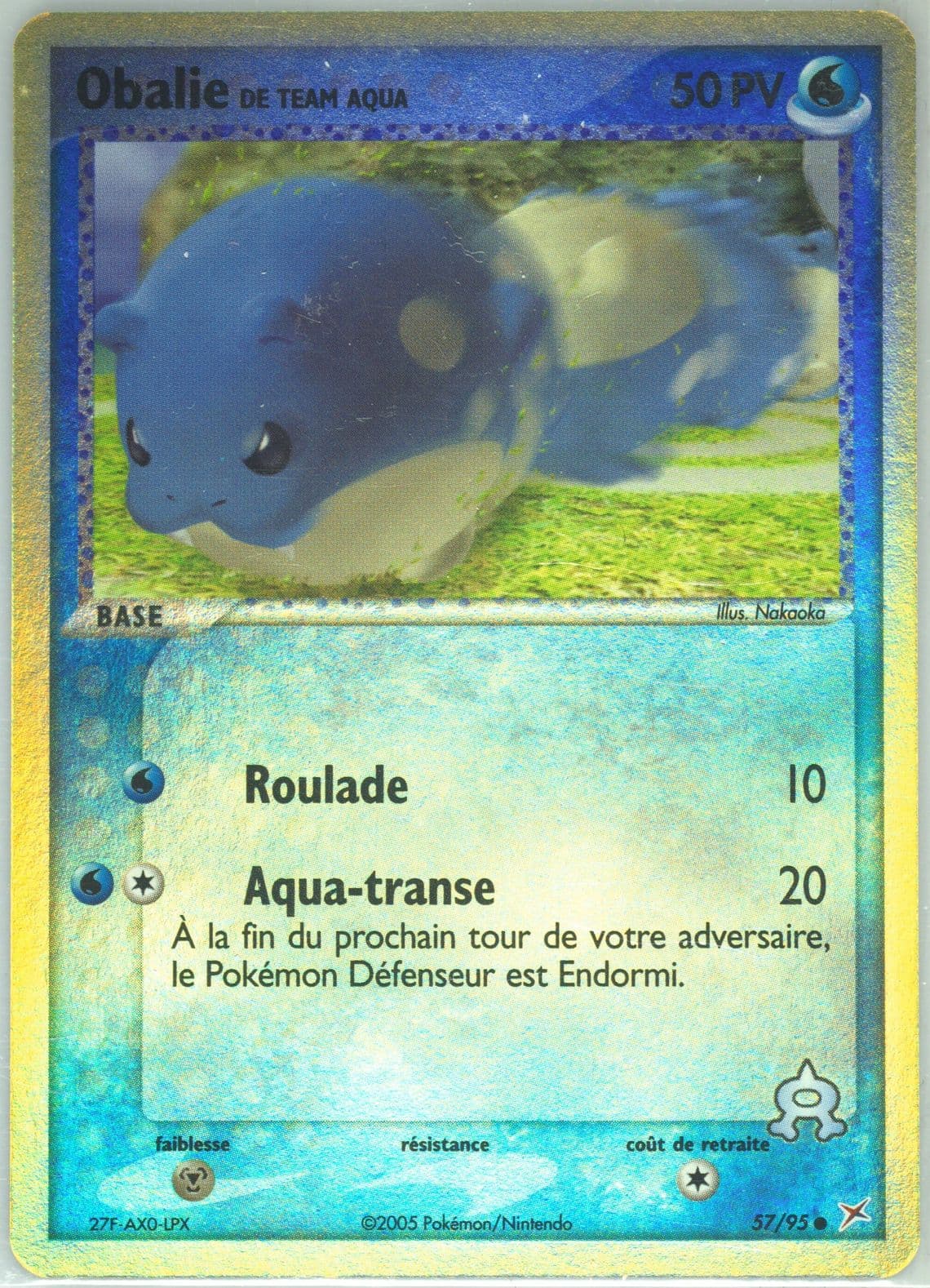 Obalie de Team Aqua-Reverse Foil (57) 2005 Pokemon French EX Team Magma VS Team Aqua